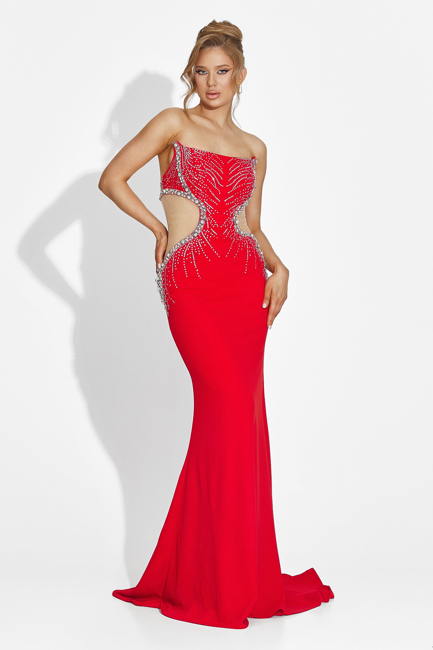 Дълга червена рокля за жени Zovina Bogas