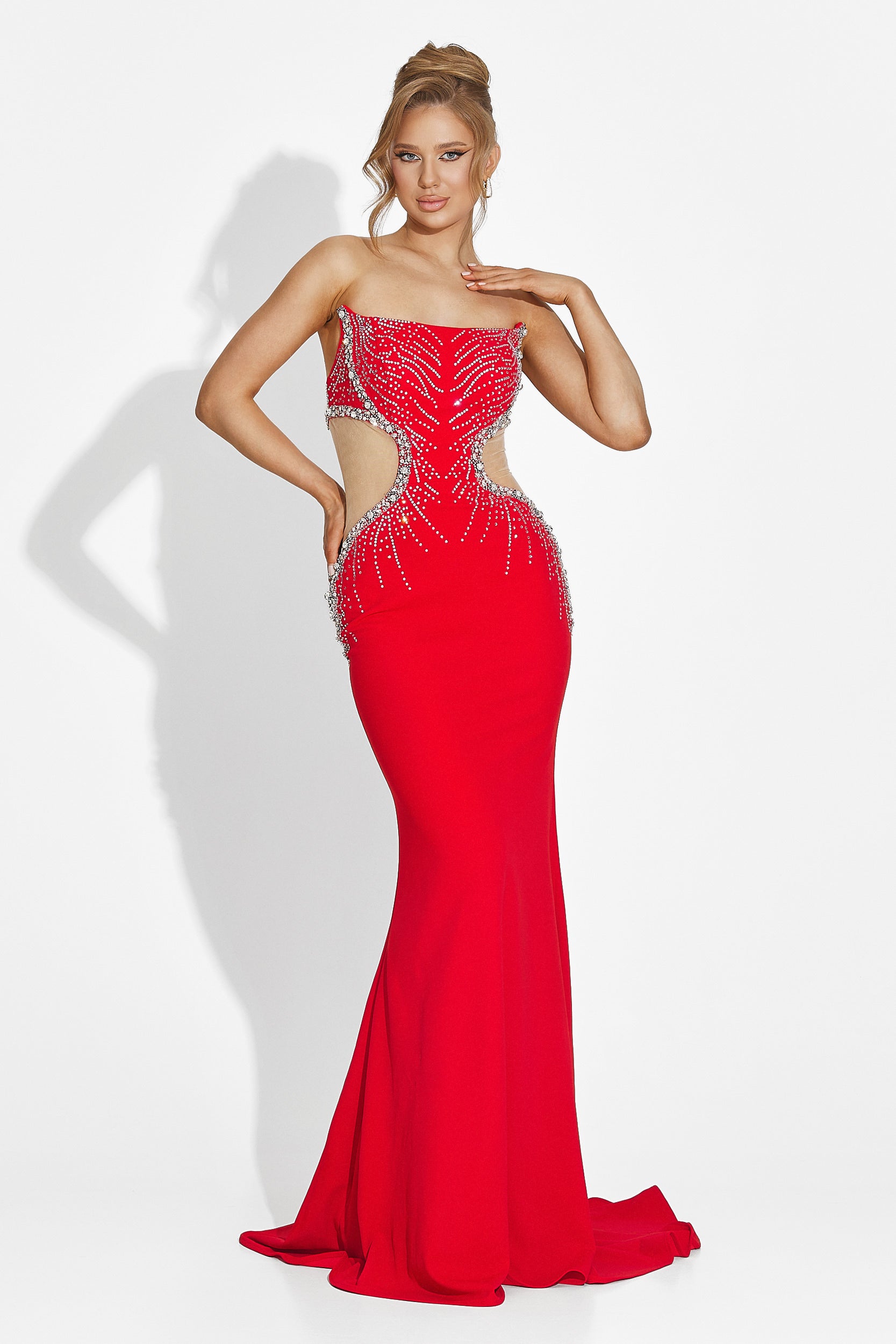 Дълга червена рокля за жени Zovina Bogas