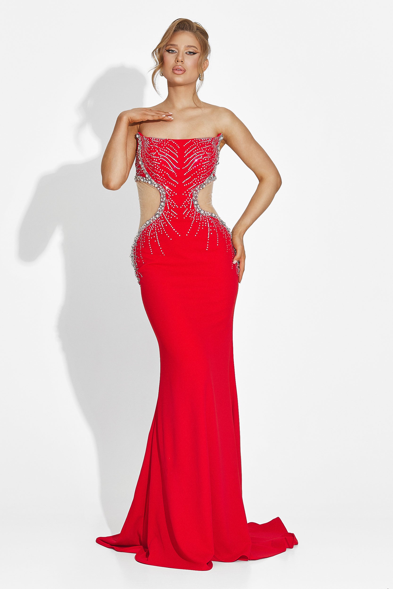 Дълга червена рокля за жени Zovina Bogas