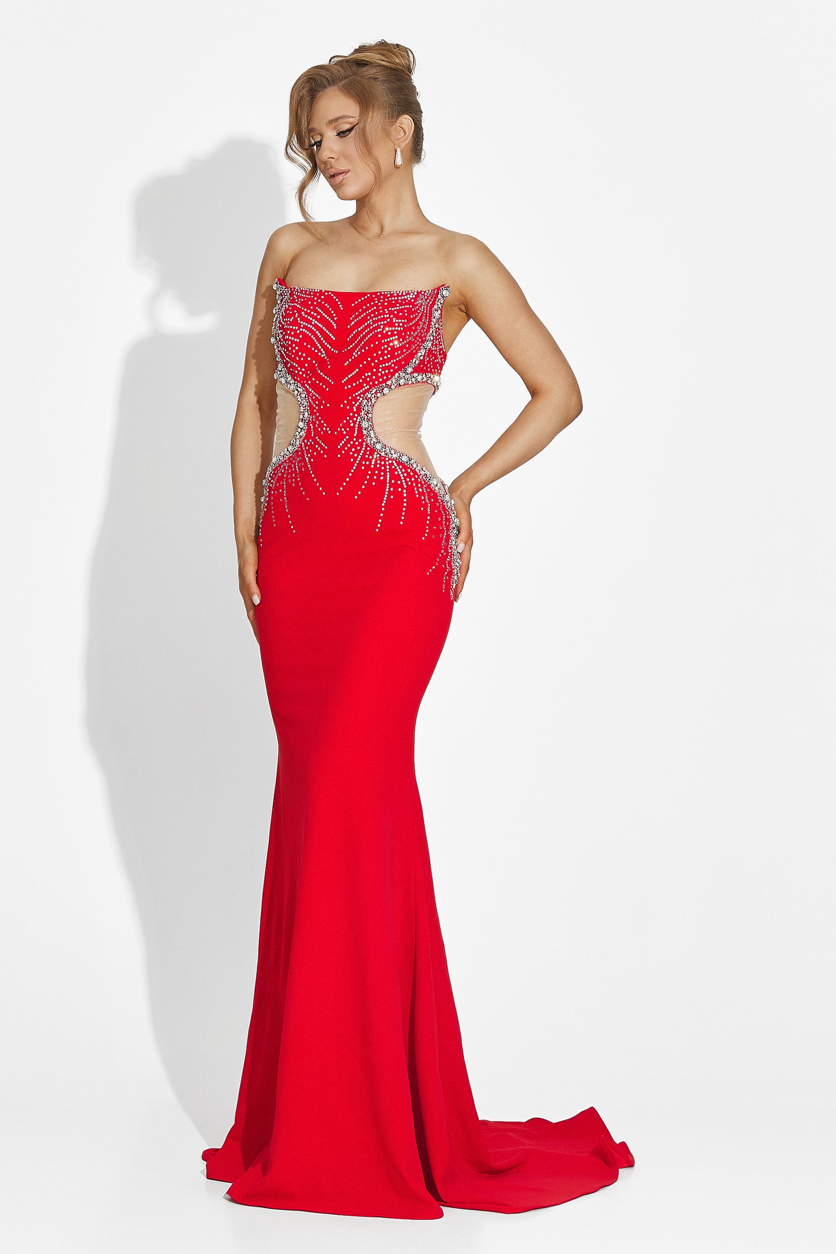 Дълга червена рокля за жени Zovina Bogas