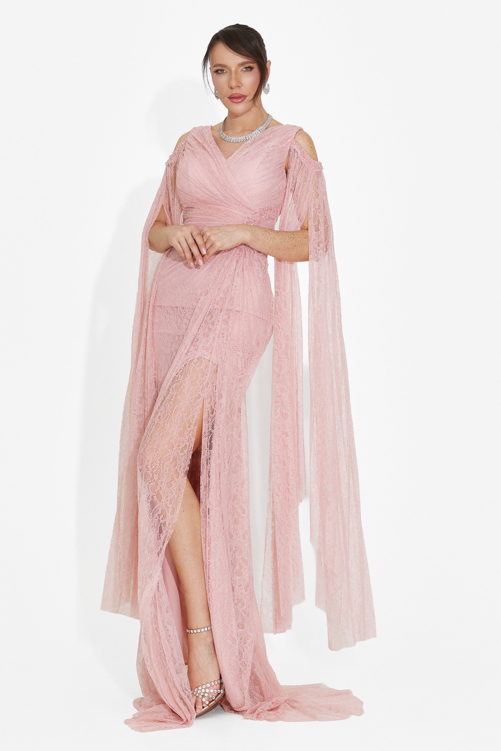 Rochie dama lunga roz Dionesia Bogas