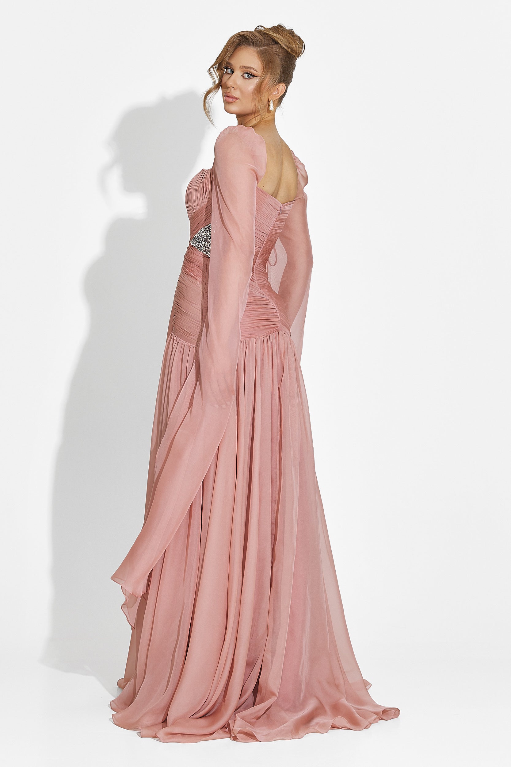 Дълга розова дамска рокля Wilya Bogas