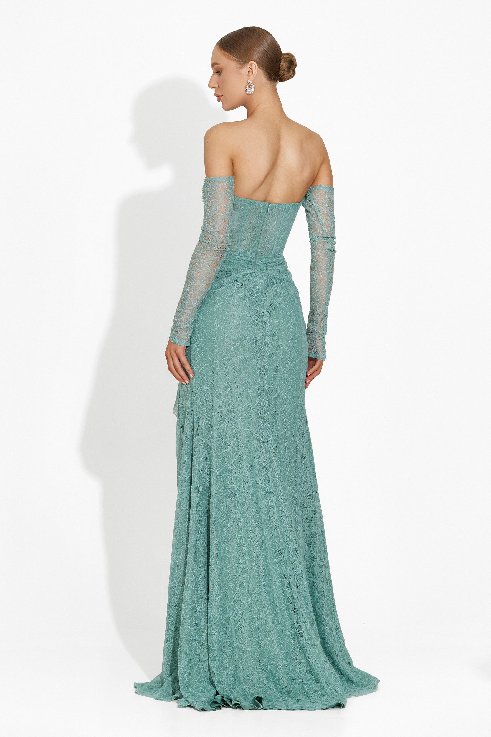 Дълга дамска рокля в тюркоазено Avila Bogas