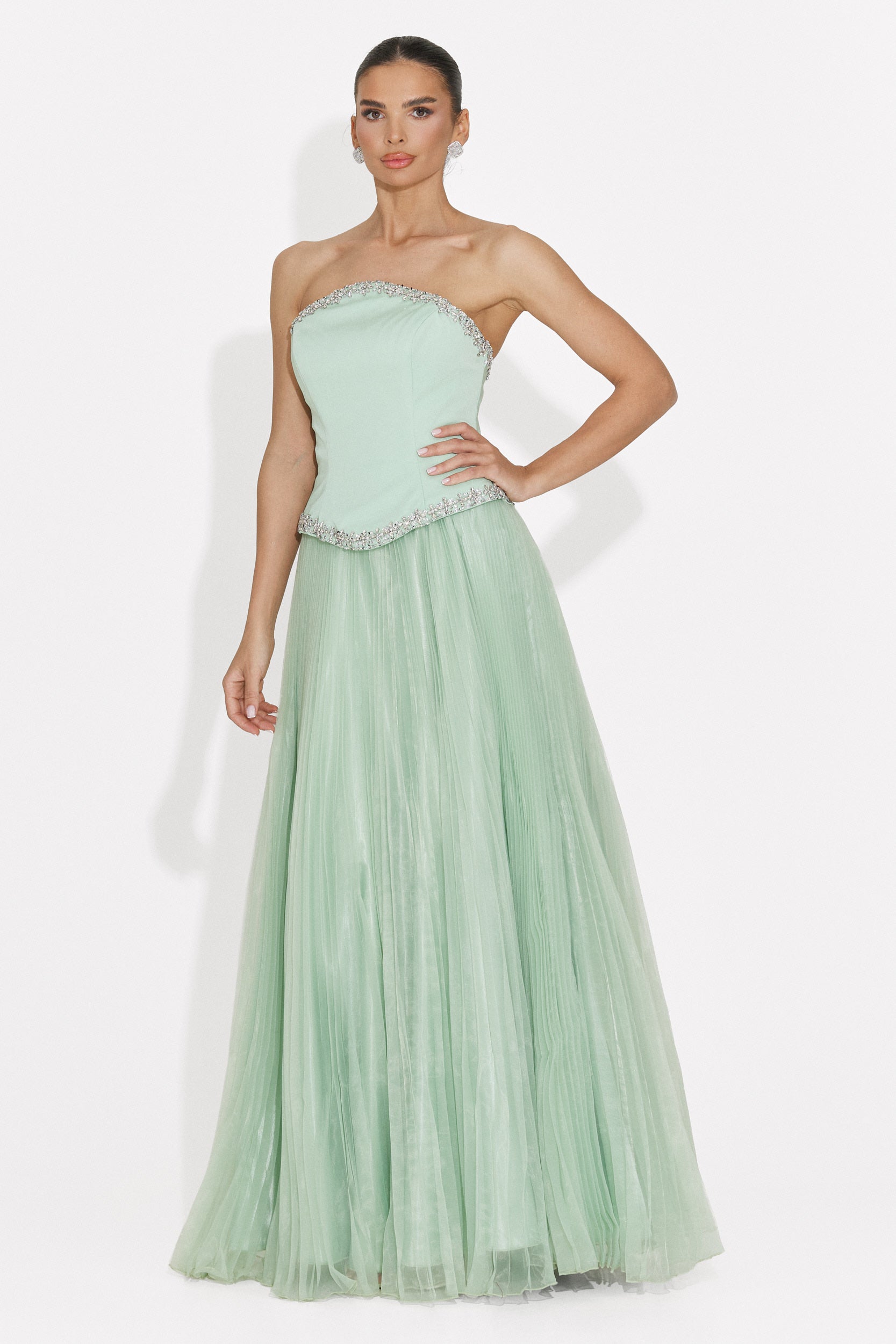 Rochie dama lunga verde mint Brunhilde Bogas