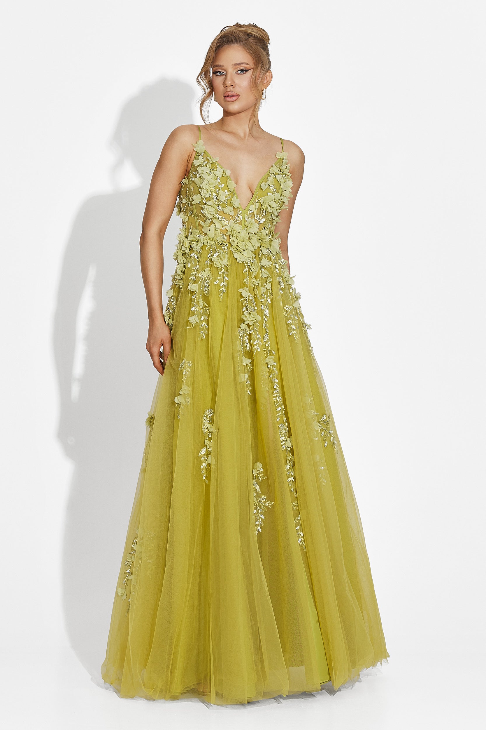 Дълга зелена рокля за дами Serina Bogas