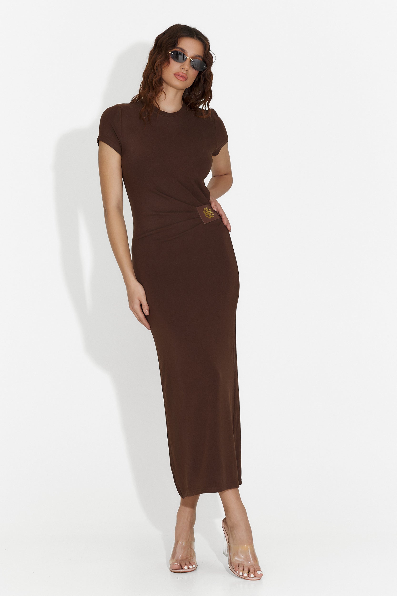 Средна дамска рокля кафява Harmoni Bogas