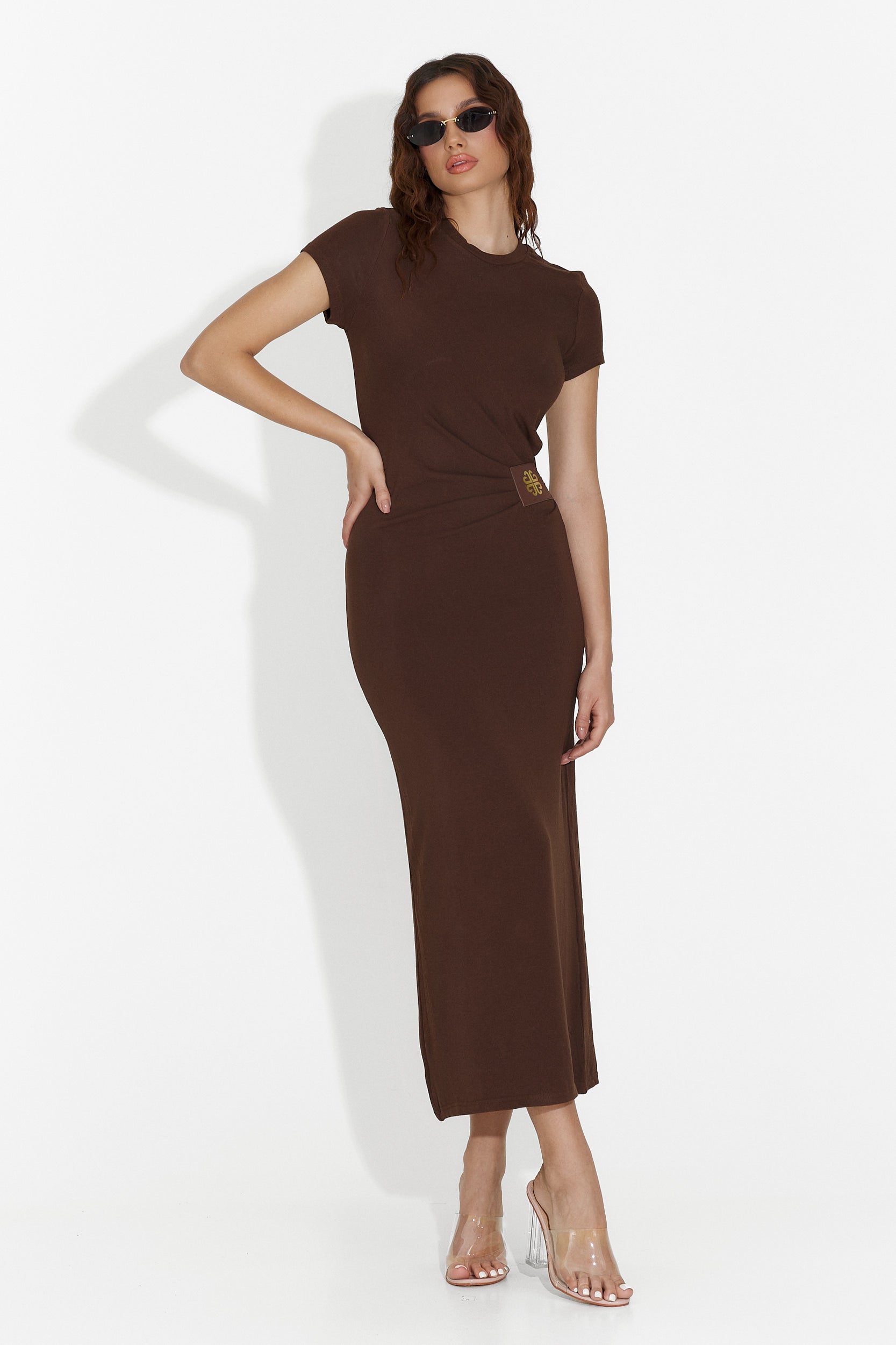 Дамска рокля Harmoni Bogas в средно кафяво