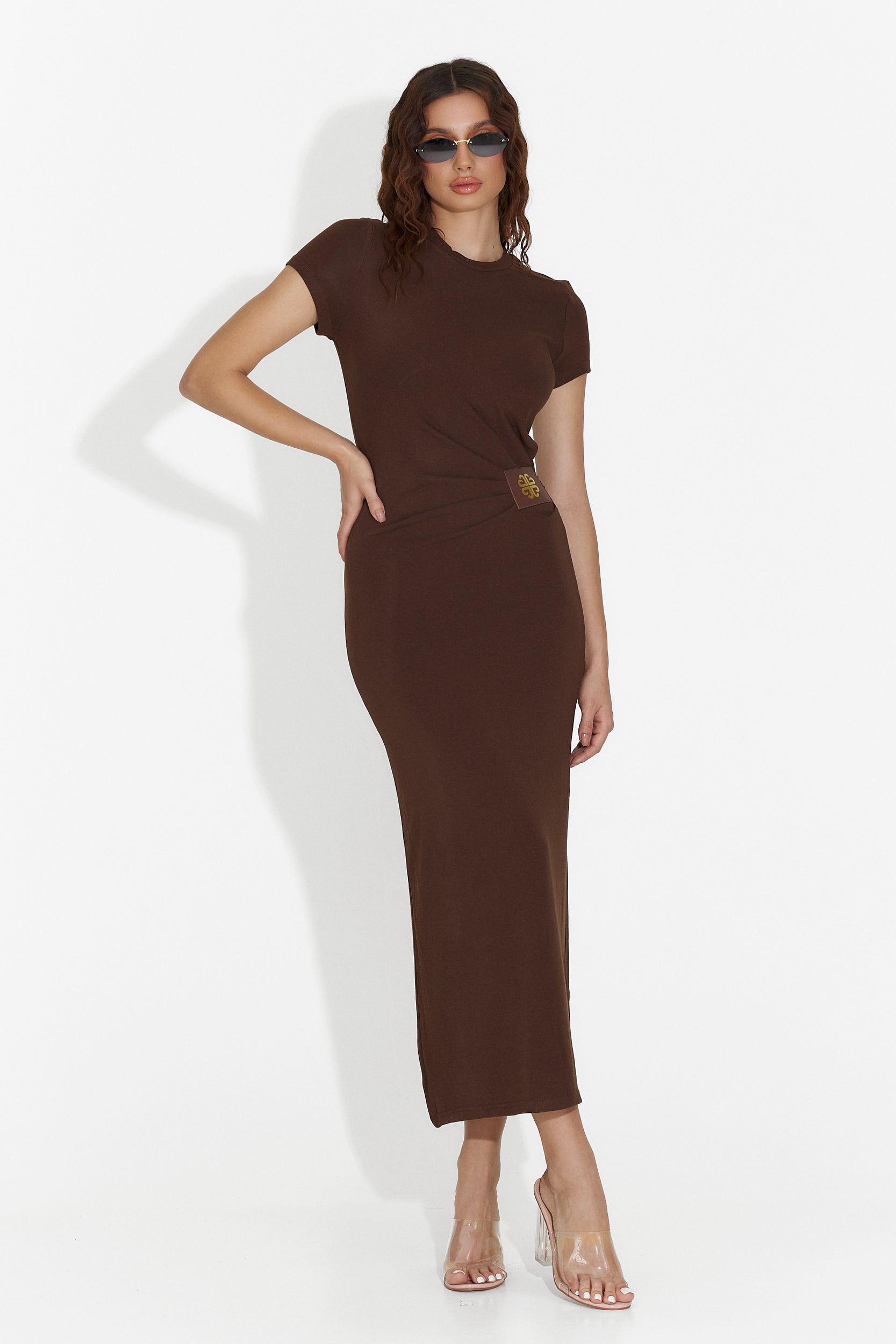 Дамска рокля Harmoni Bogas в средно кафяво