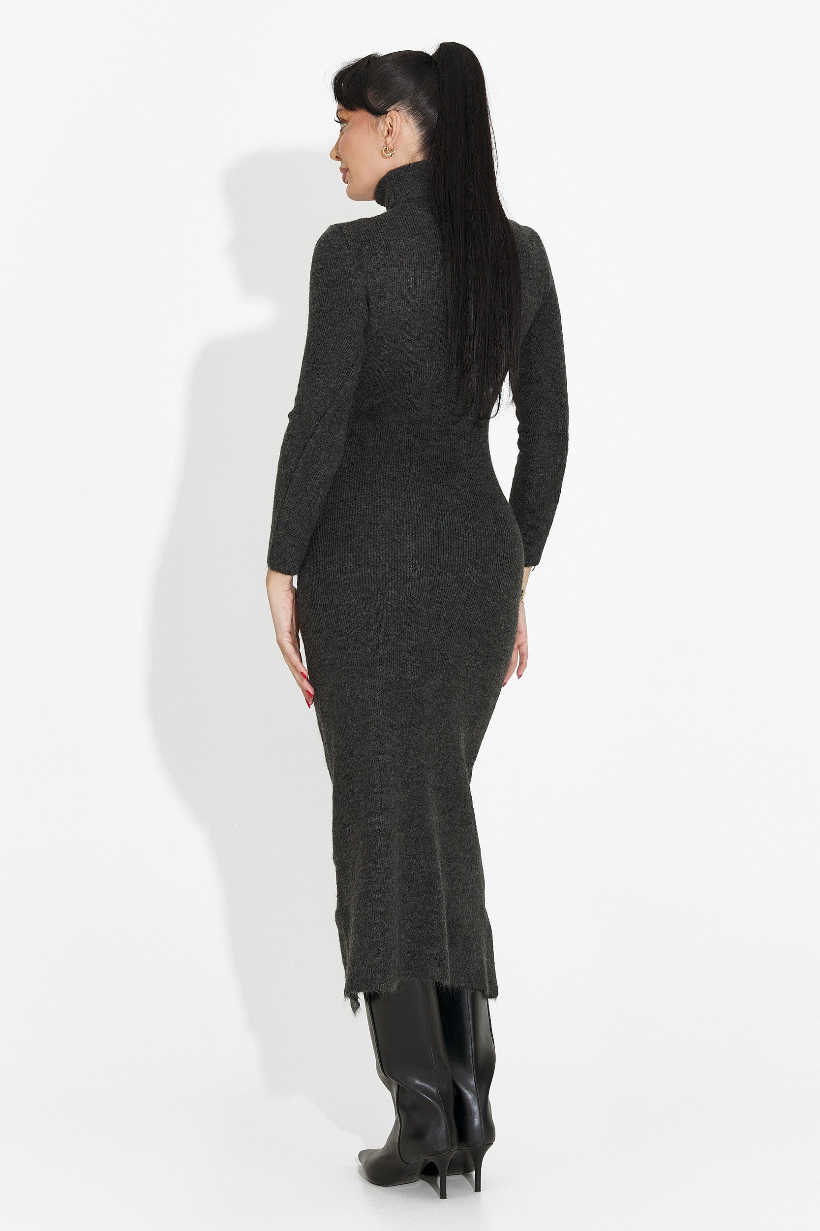 Сива дамска миди рокля Patrisia Bogas