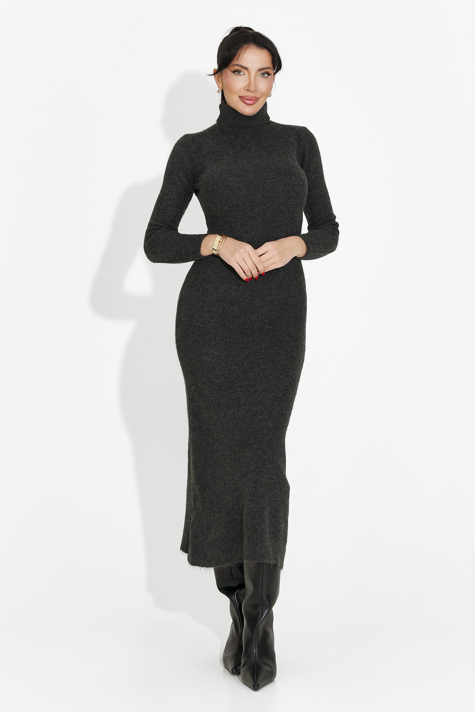 Сива дамска миди рокля Patrisia Bogas