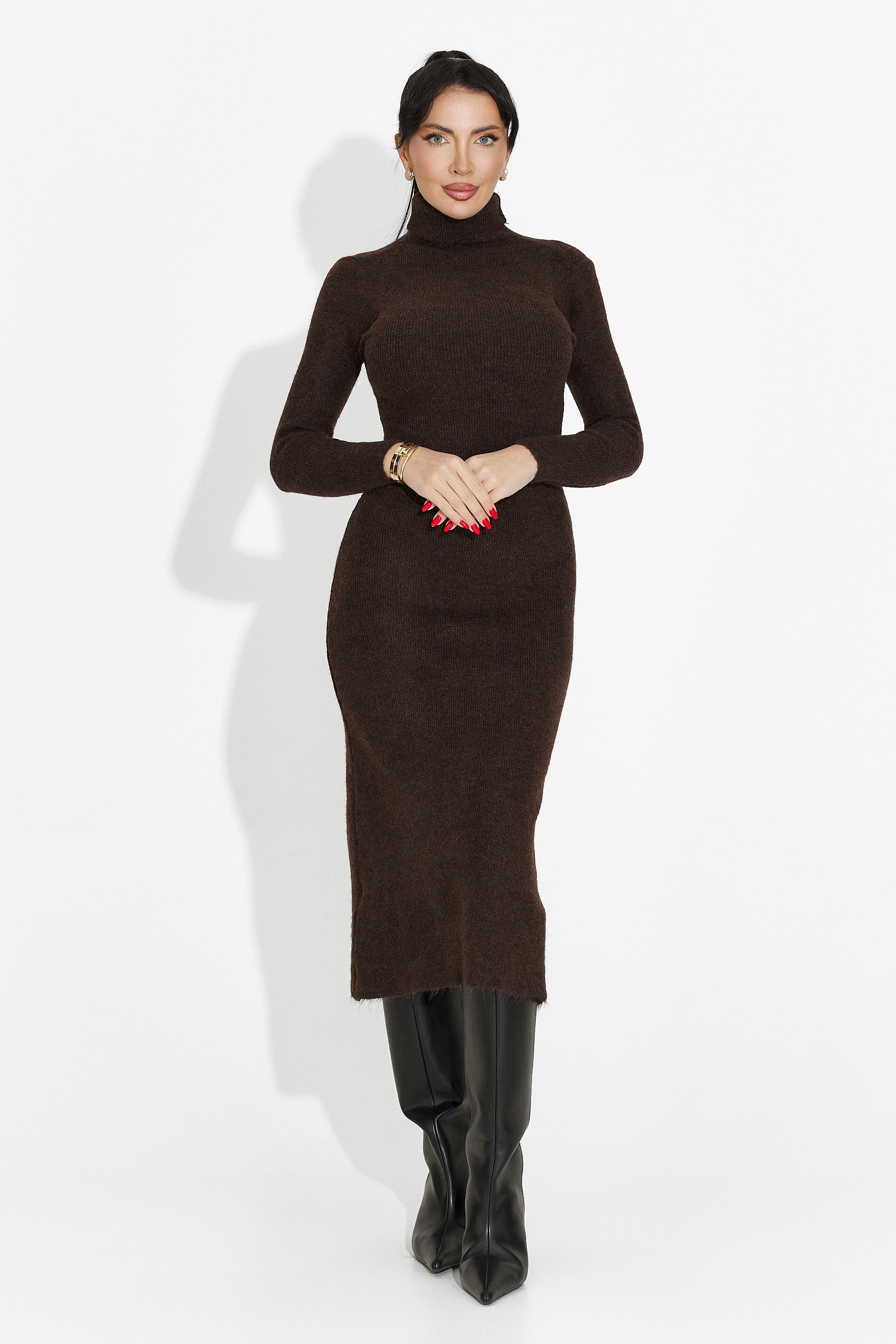 Дамска рокля миди кафява Patrisia Bogas