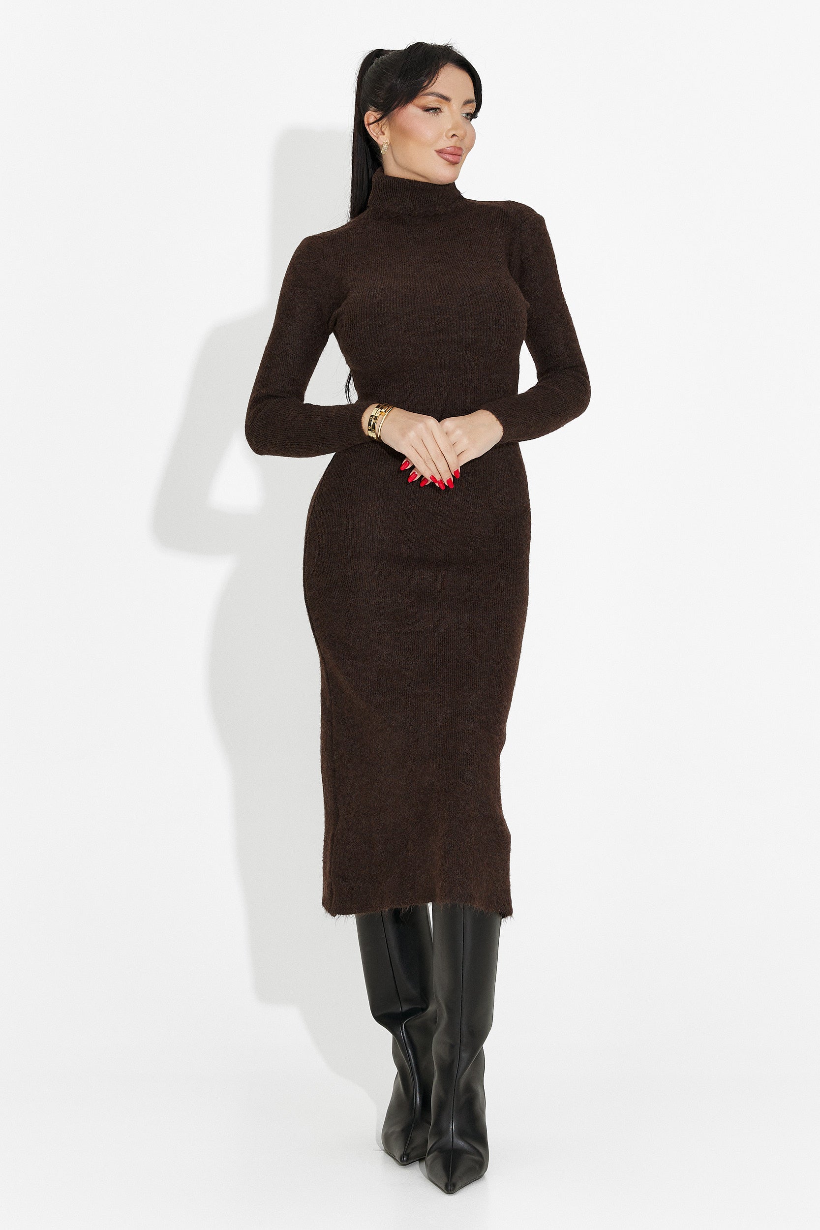 Дамска рокля миди кафява Patrisia Bogas