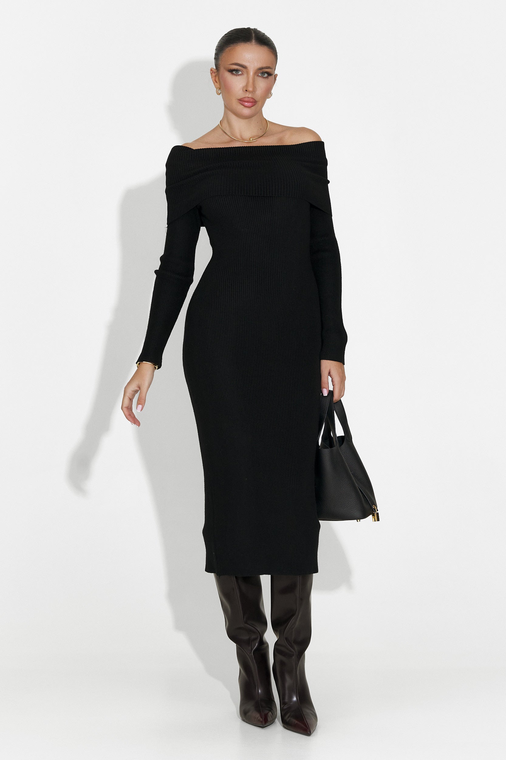 Дамска черна миди рокля Velana Bogas