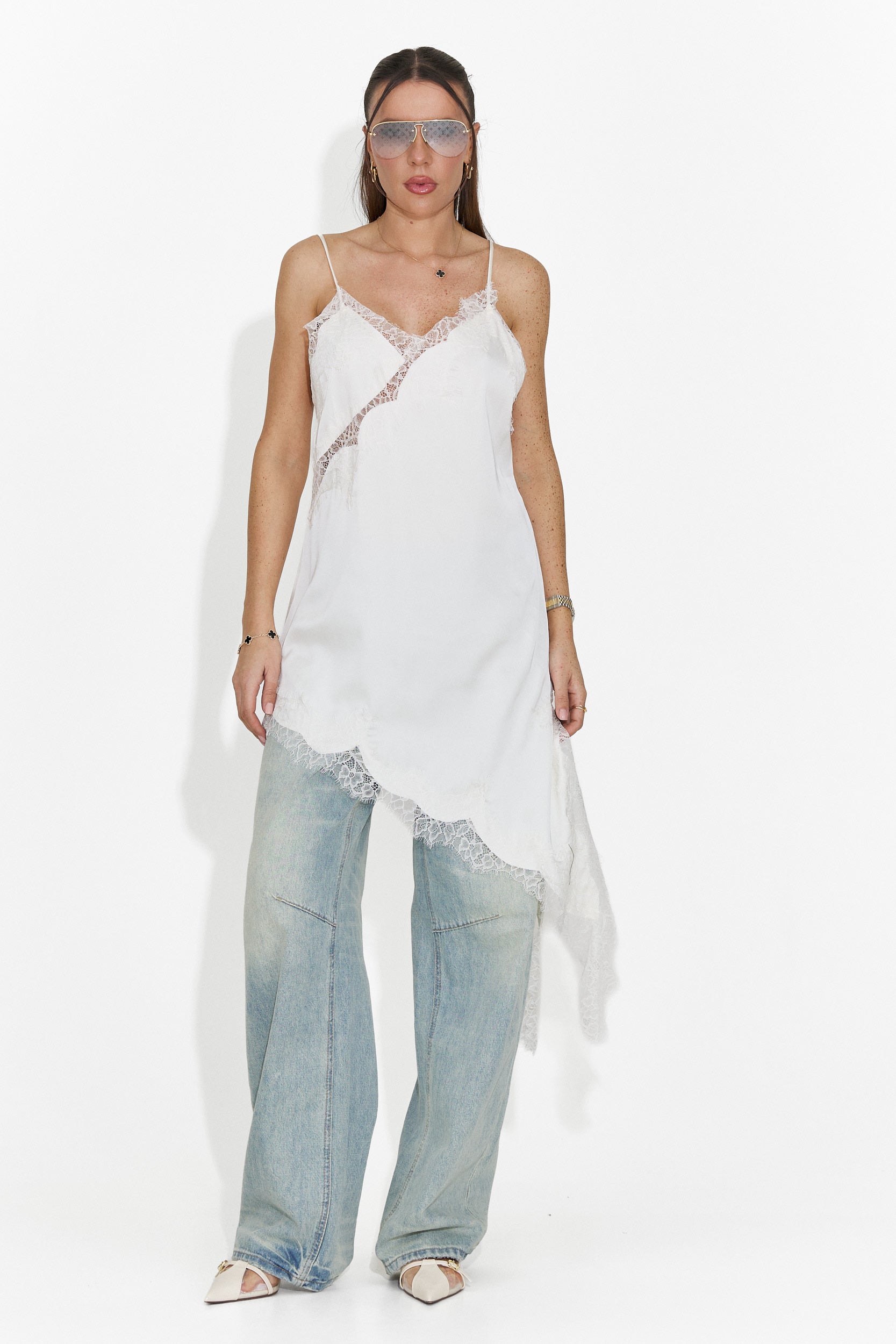 Къса бяла дамска рокля Francisca Bogas