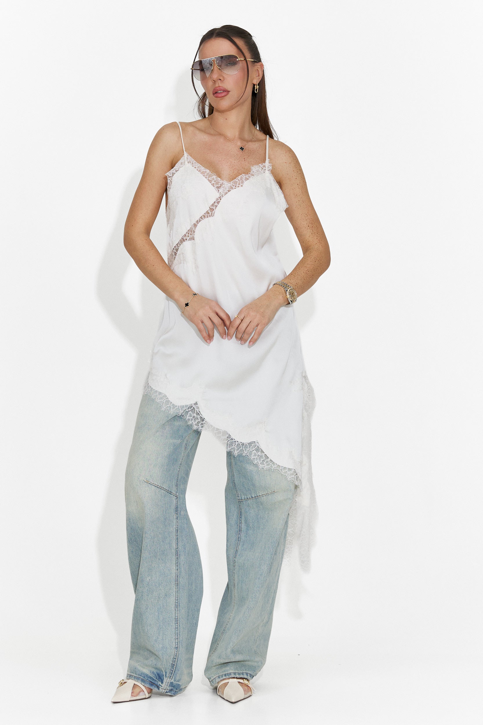 Къса бяла дамска рокля Francisca Bogas