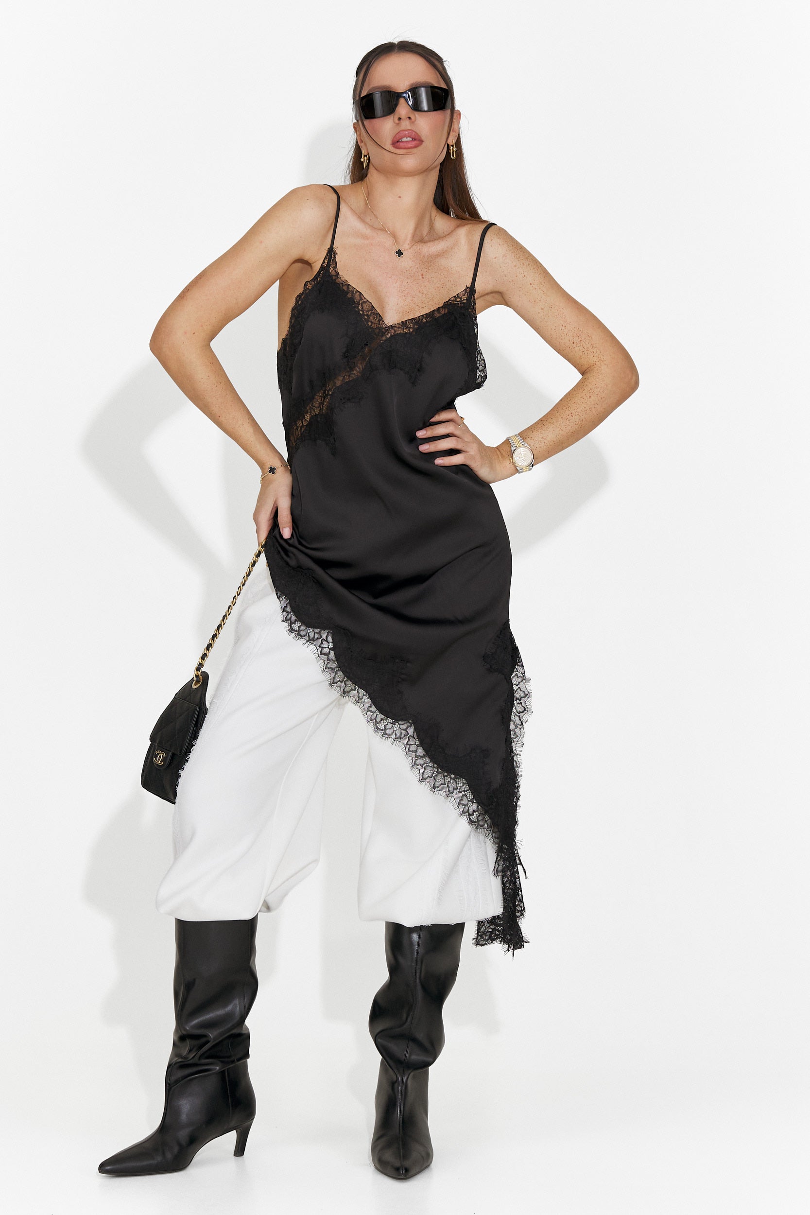 Къса черна дамска рокля Francisca Bogas