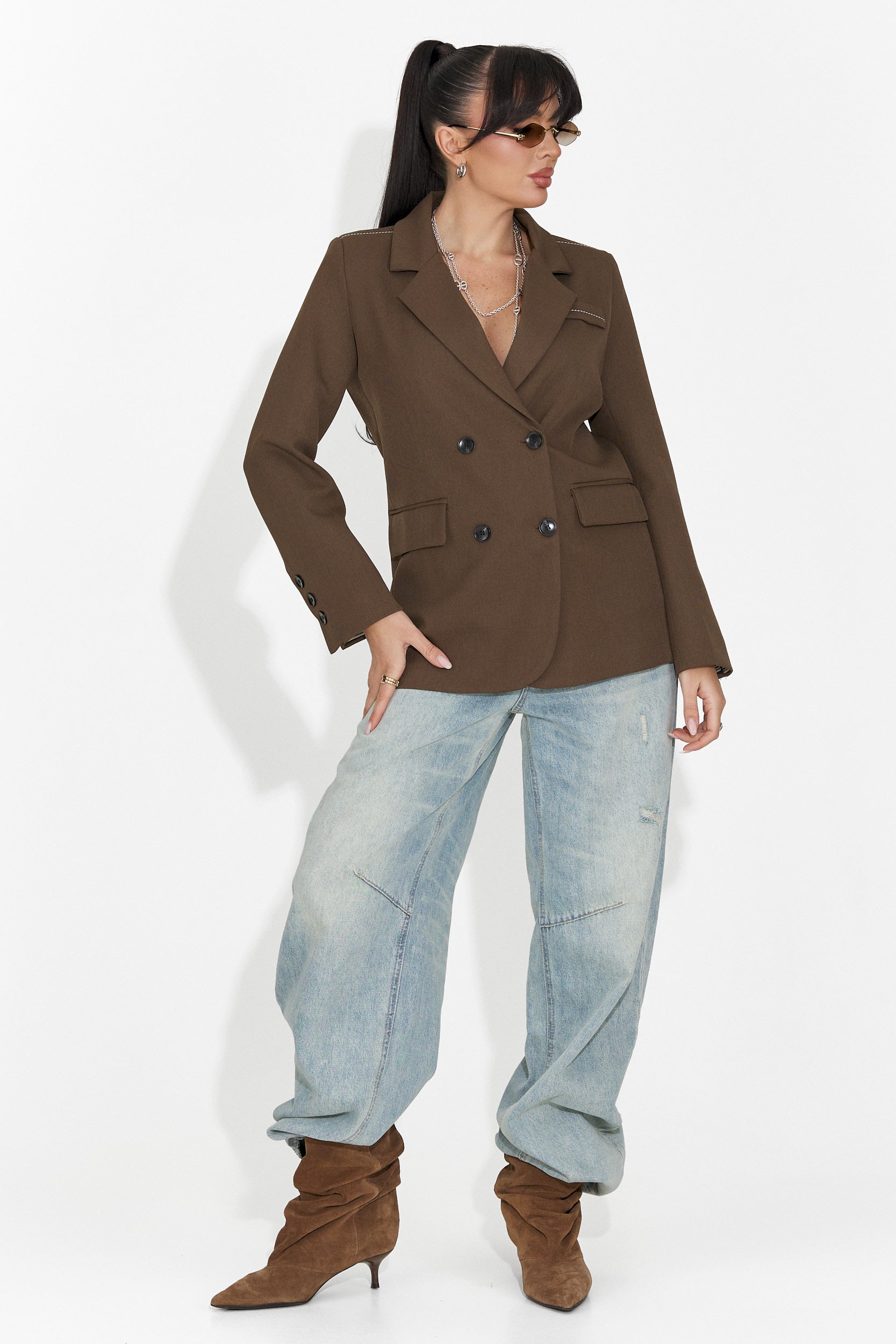 Елегантно дамско сако кафяво Caleiaja Bogas