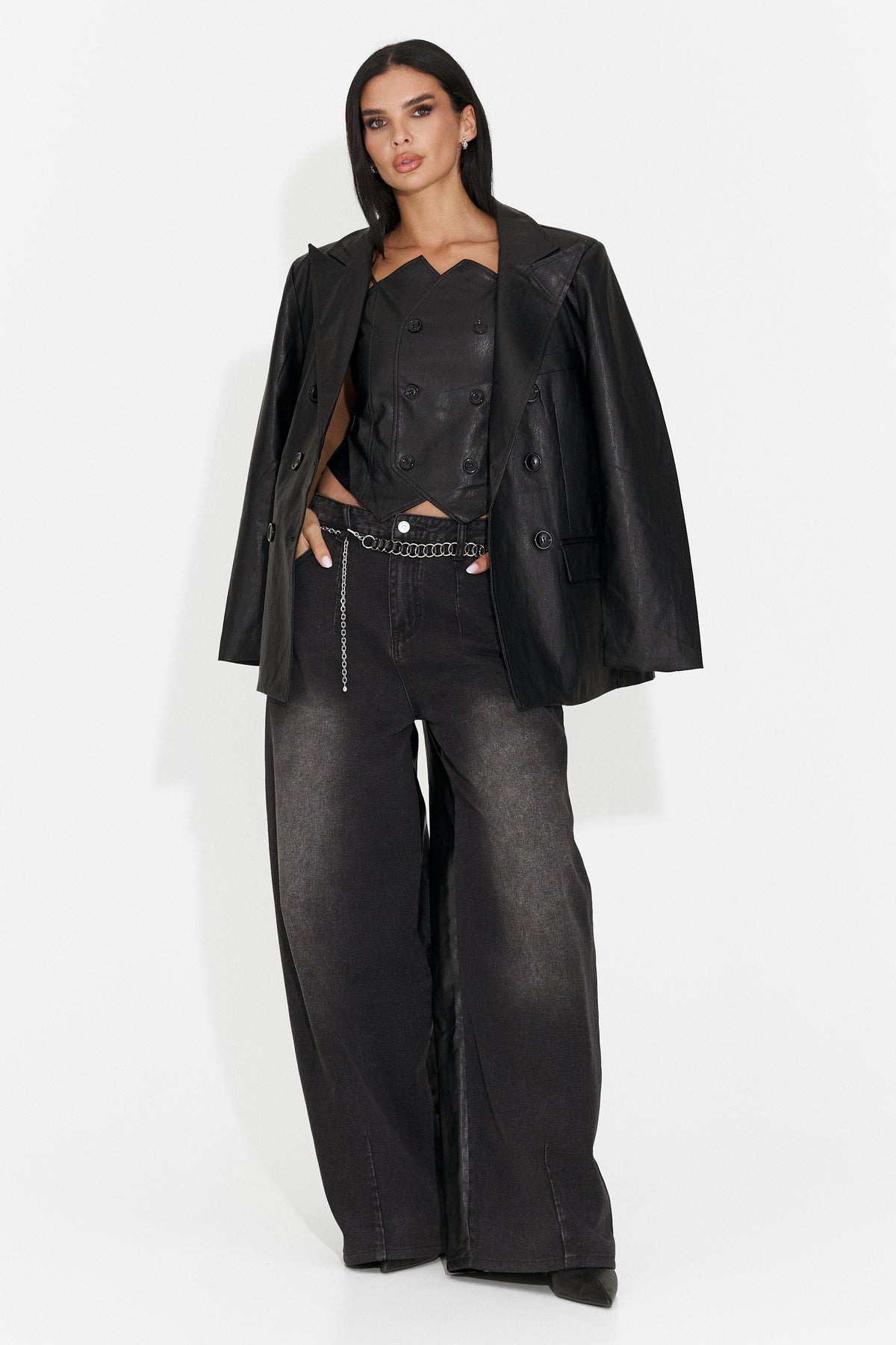 Sacou elegant negru Kavomisa Bogas