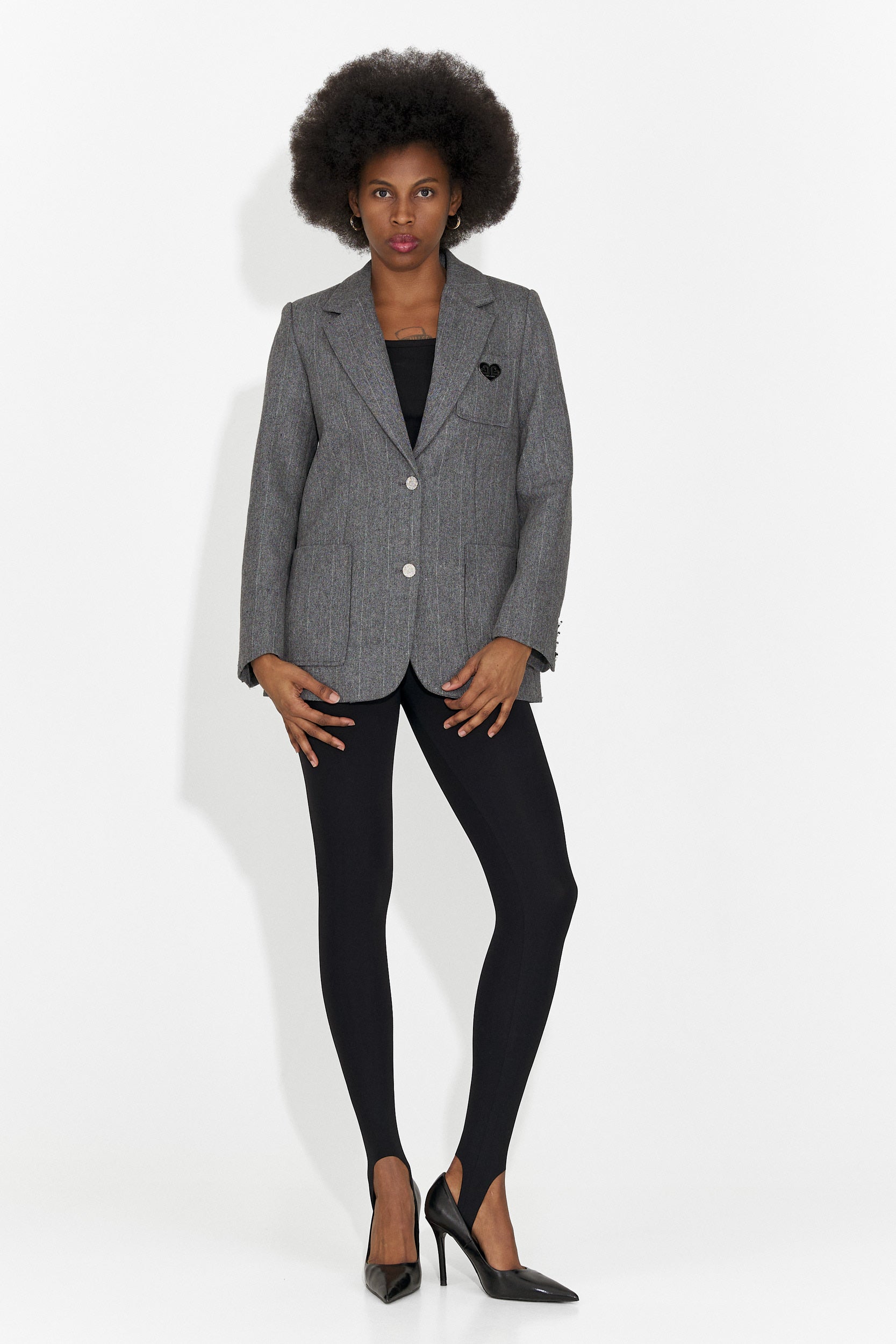 Елегантно сиво сако от плат Andela Bogas