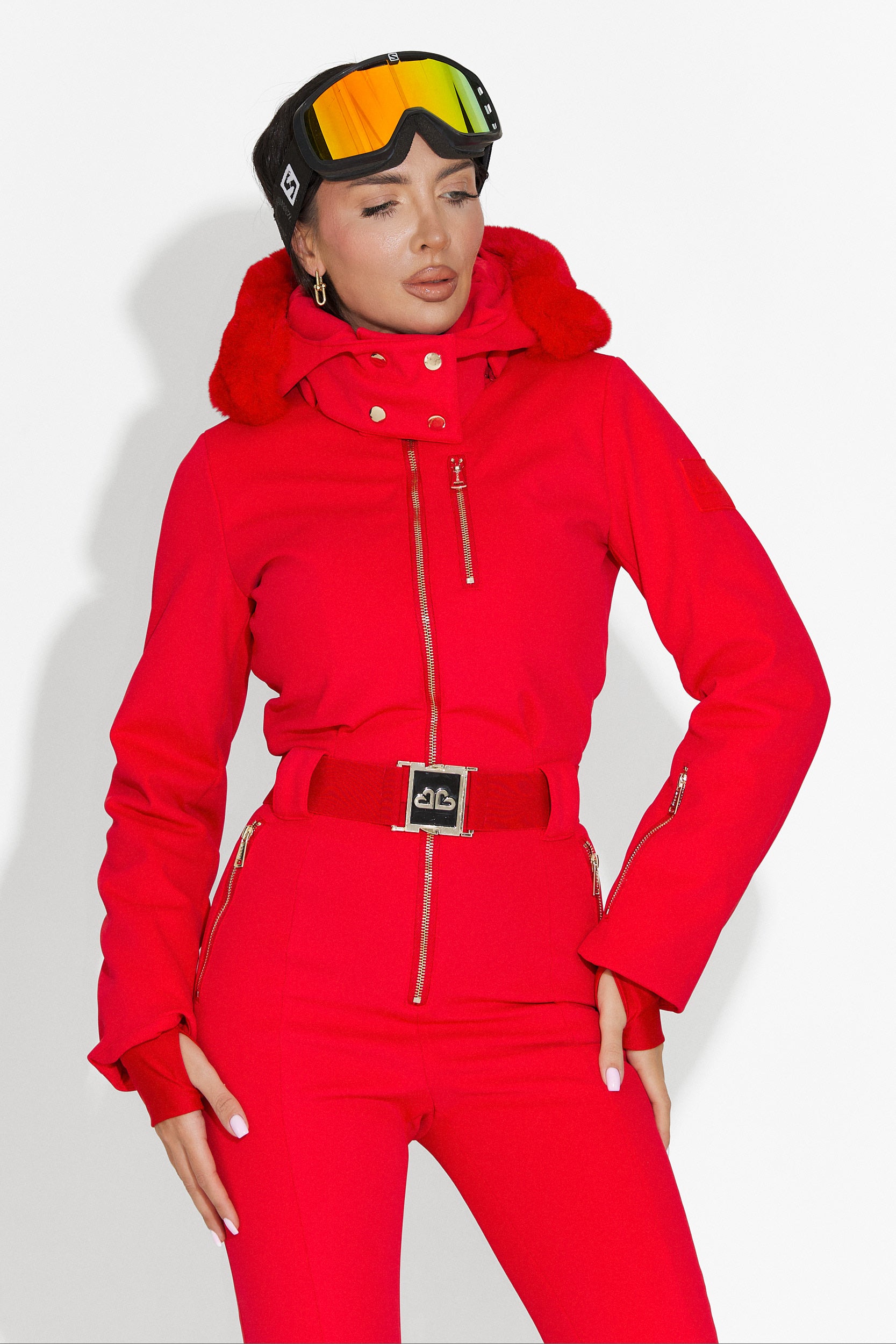 Червен ежедневен ски гащеризон Frosina Bogas