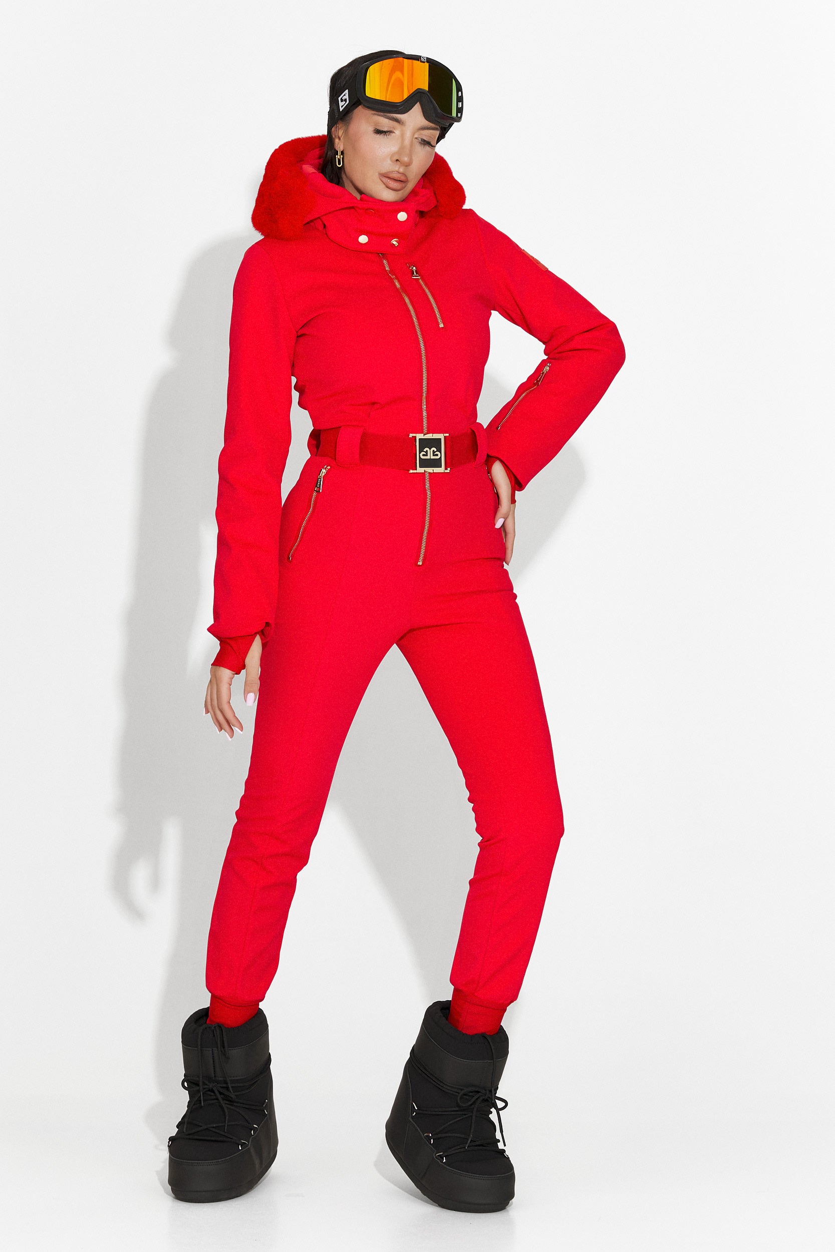 Червен ежедневен ски гащеризон Frosina Bogas