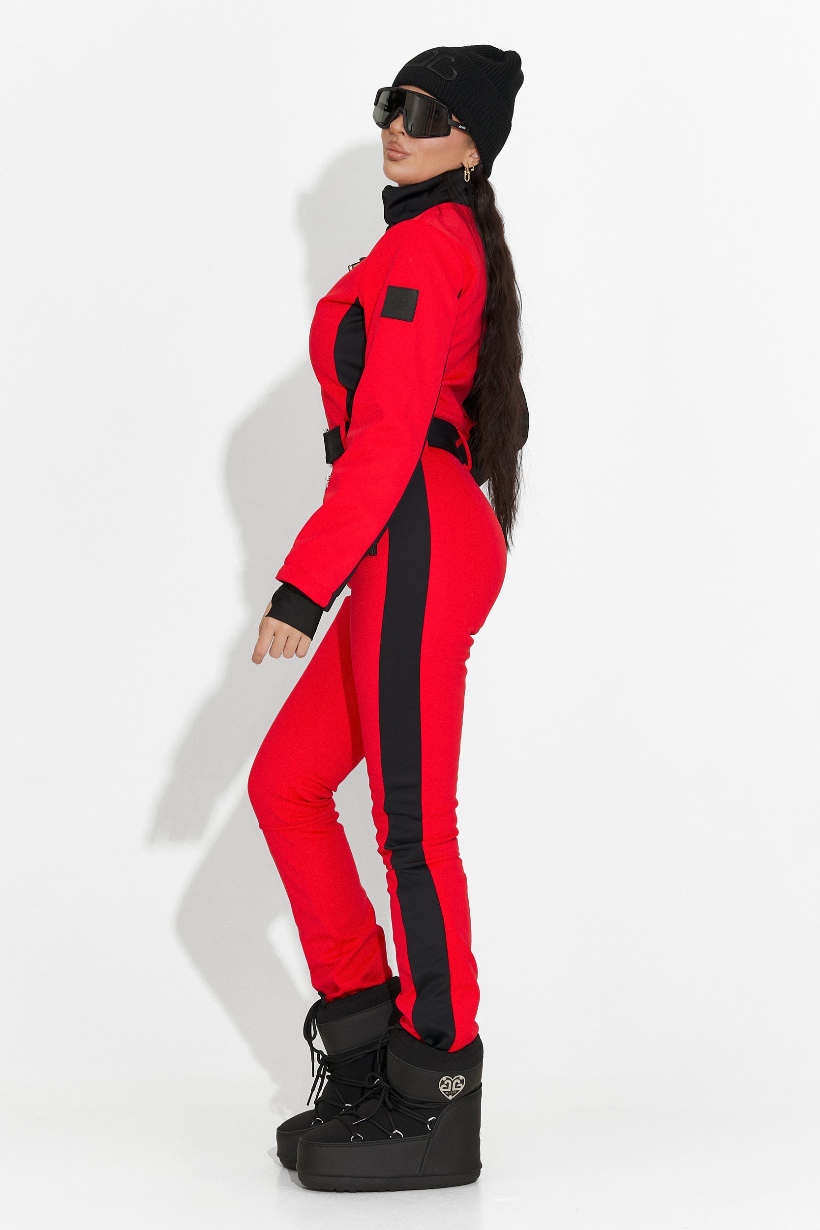 Червен ежедневен ски гащеризон Oliviene Bogas