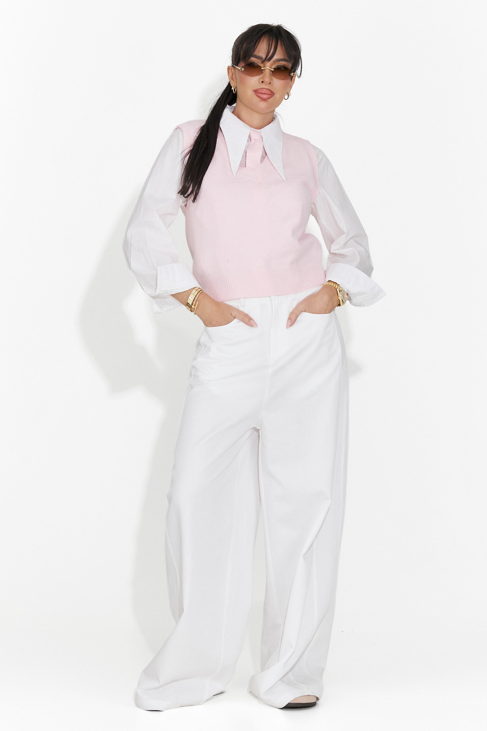 Комплект от 3 части риза + жилетка + розова вратовръзка Tasiana Bogas