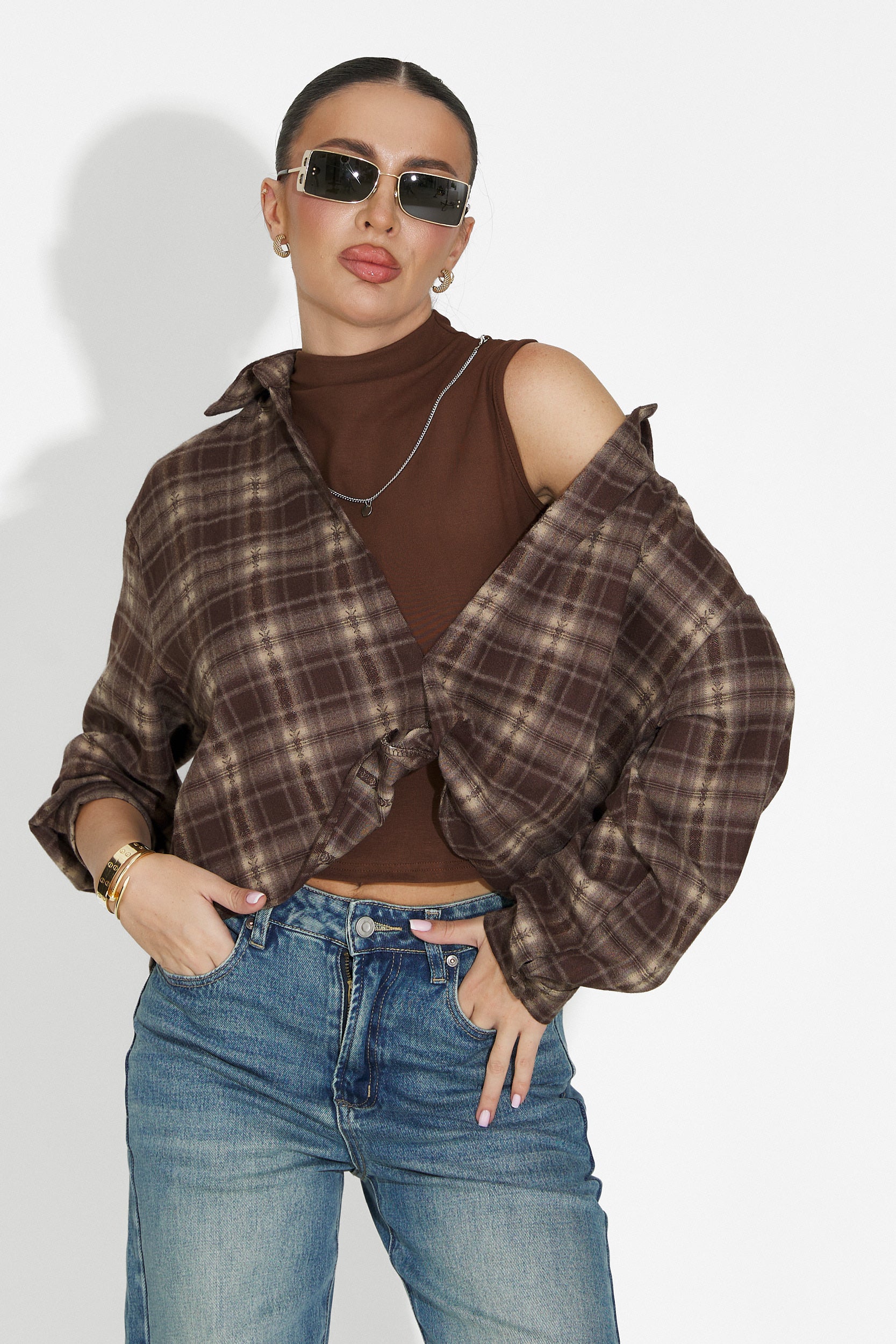 Комплект дамска риза + кафяв потник Noielia Bogas