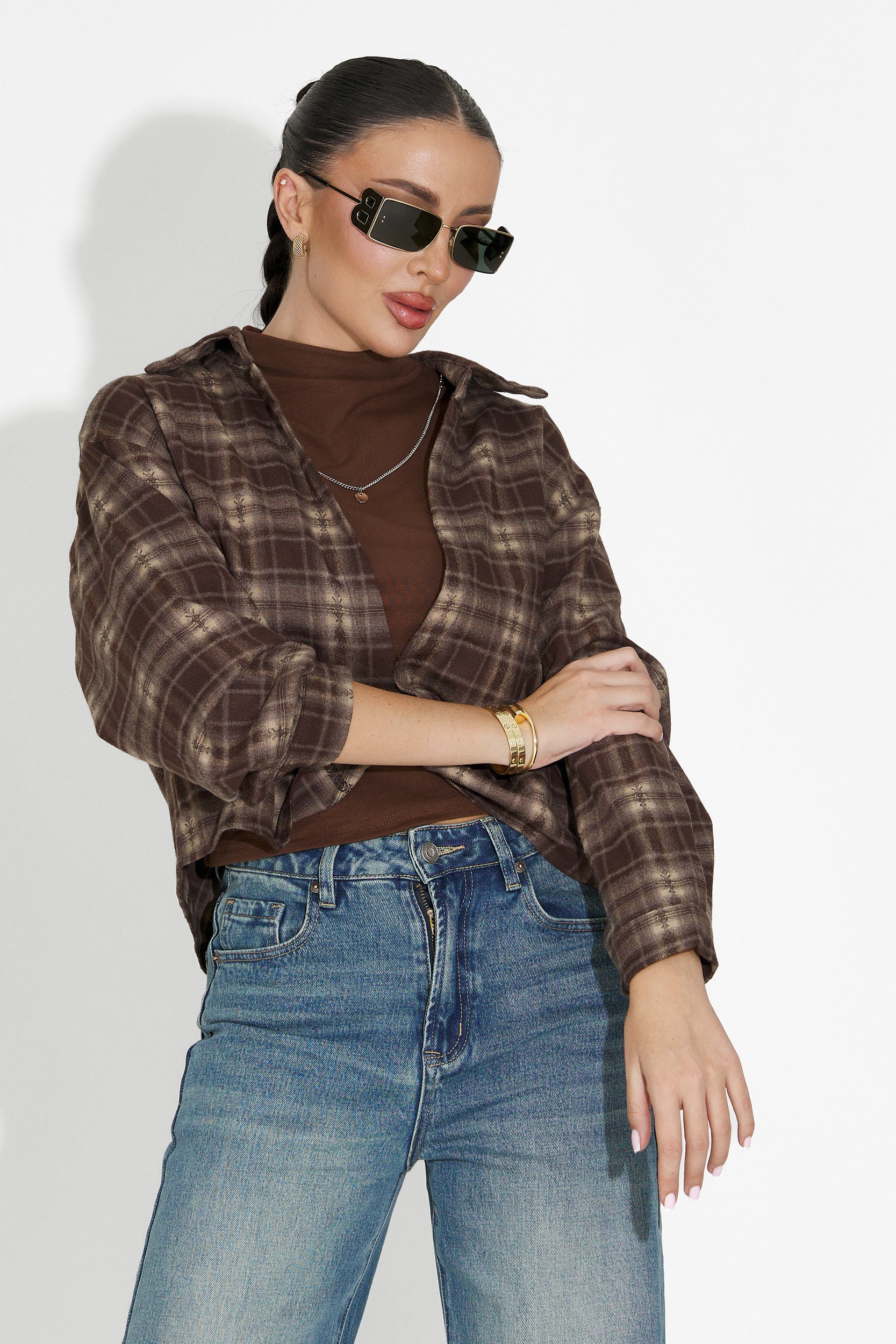 Комплект дамска риза + кафяв потник Noielia Bogas