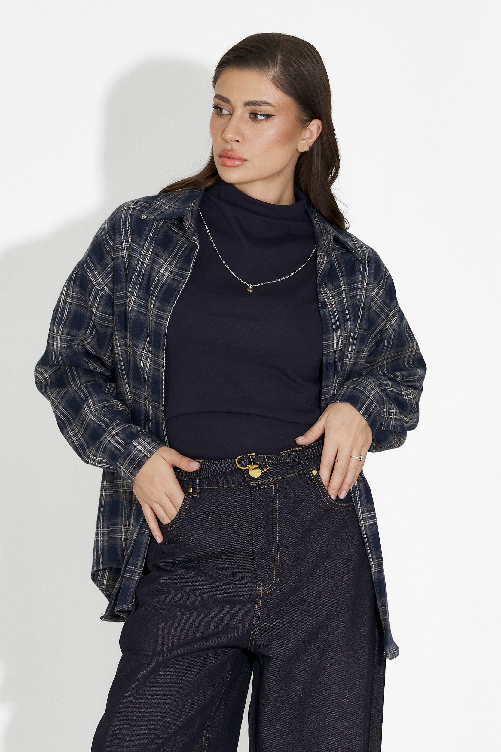 Комплект дамска риза + потник в тъмносиньо Arlete Bogas