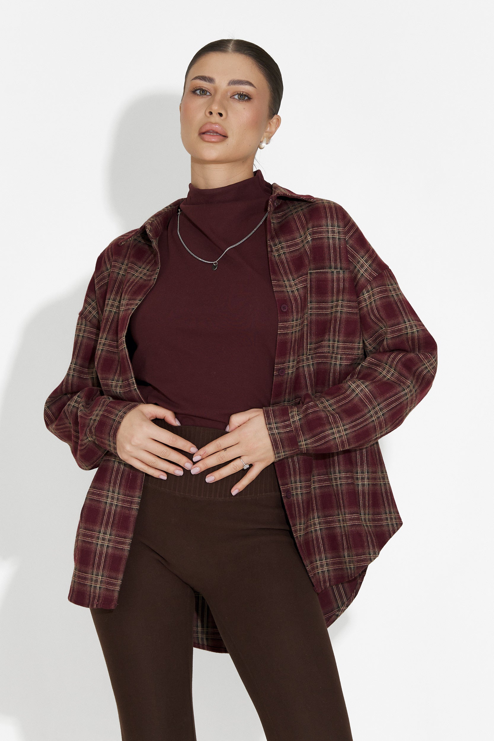 Комплект дамска риза + потник в бордо Arlete Bogas