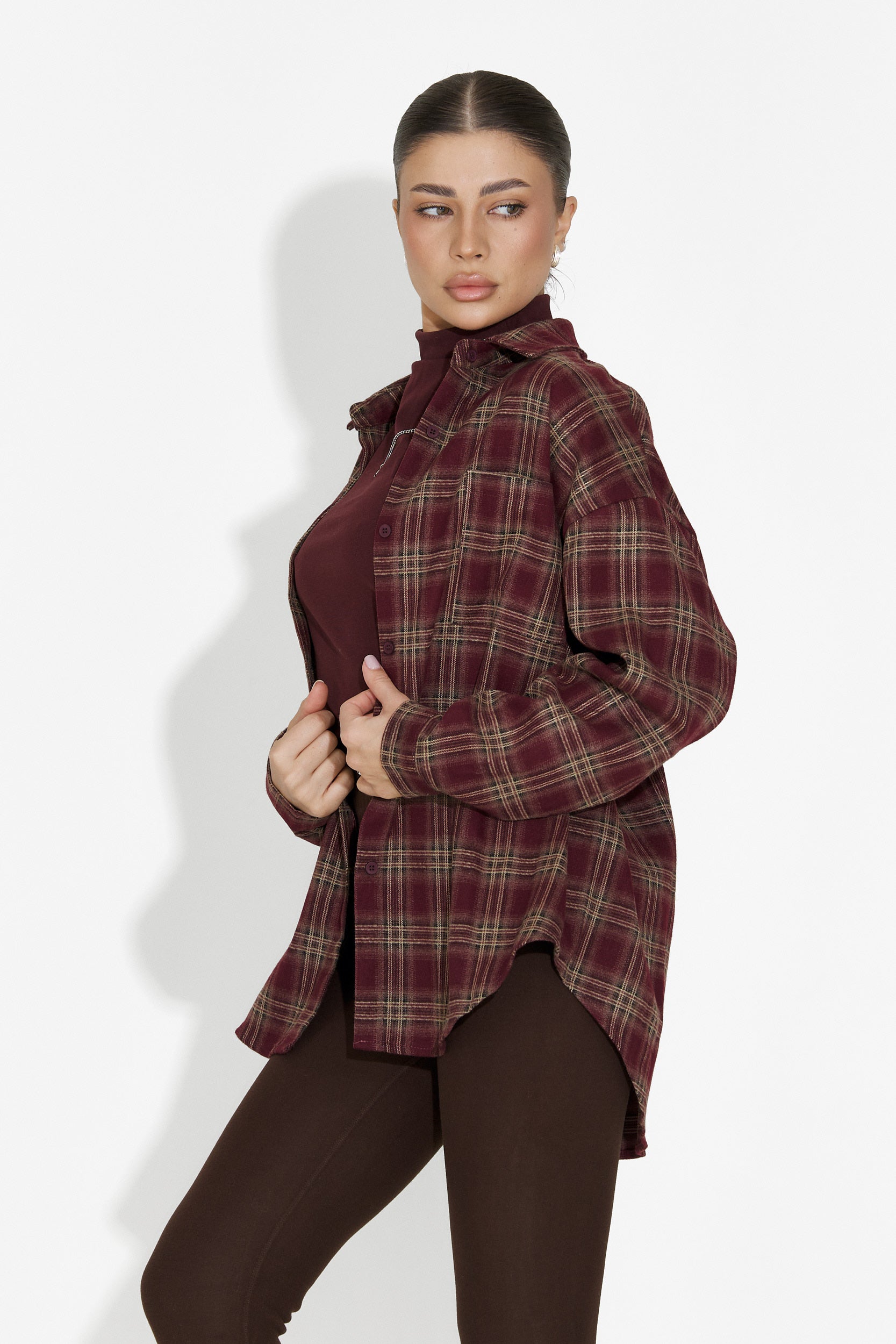 Комплект дамска риза + потник в бордо Arlete Bogas