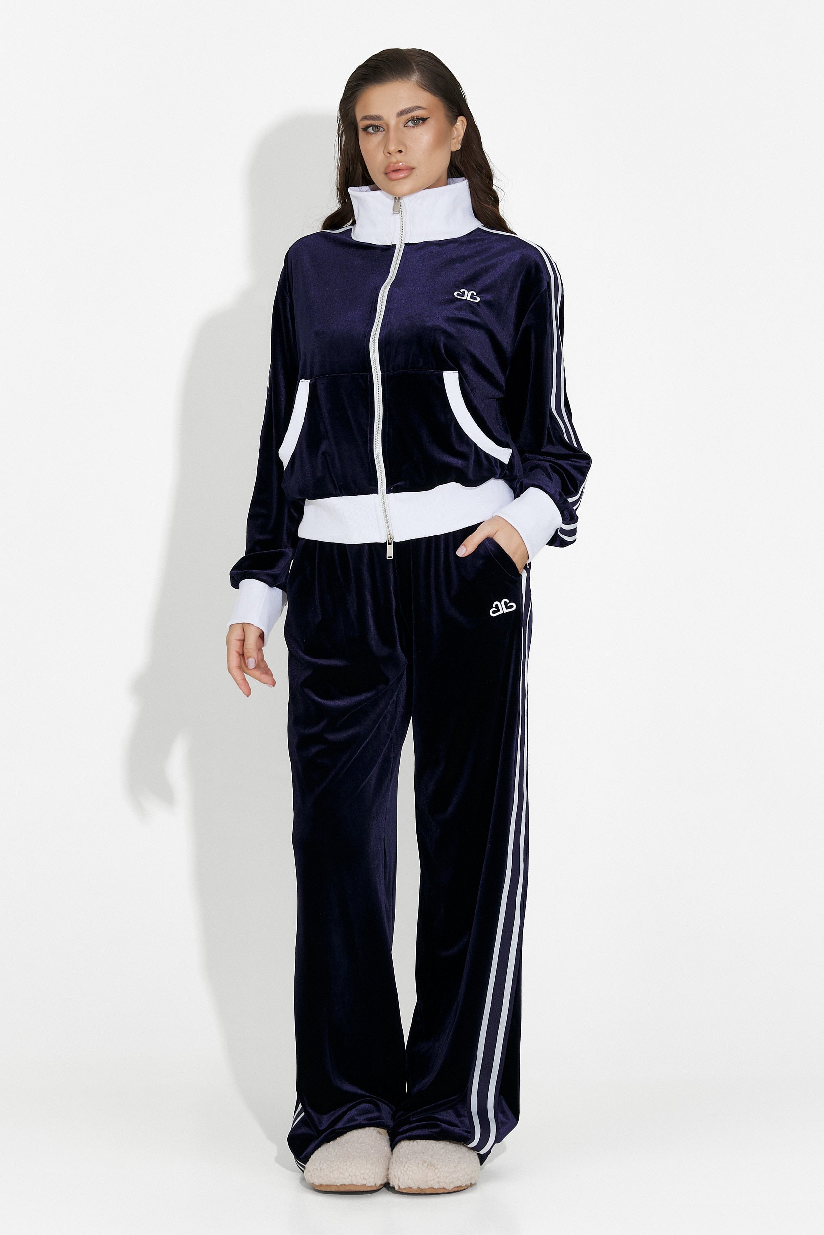 Тренировъчен дамски ежедневен комплект в тъмносиньо от Chanela