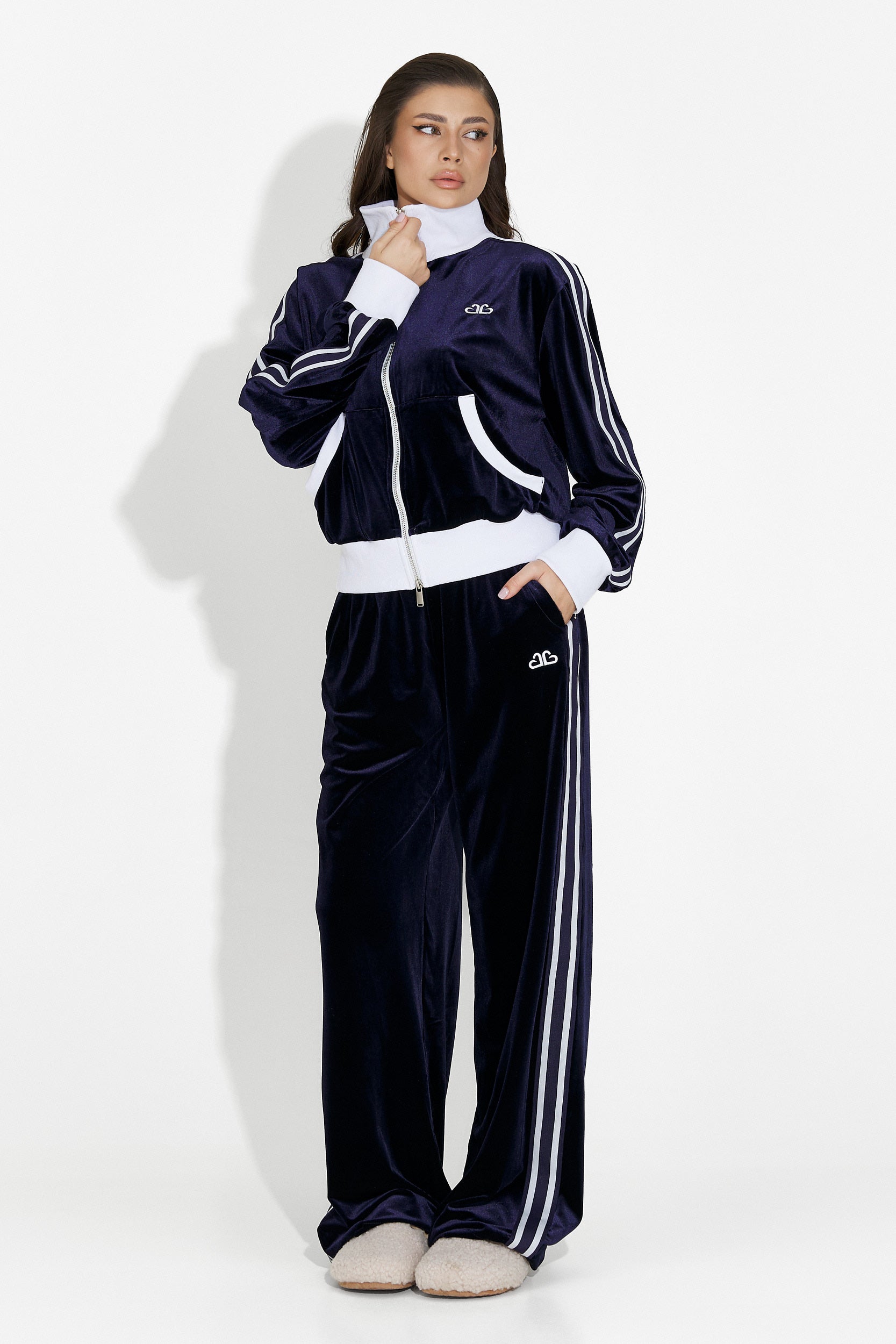 Тренировъчен дамски ежедневен комплект в тъмносиньо от Chanela