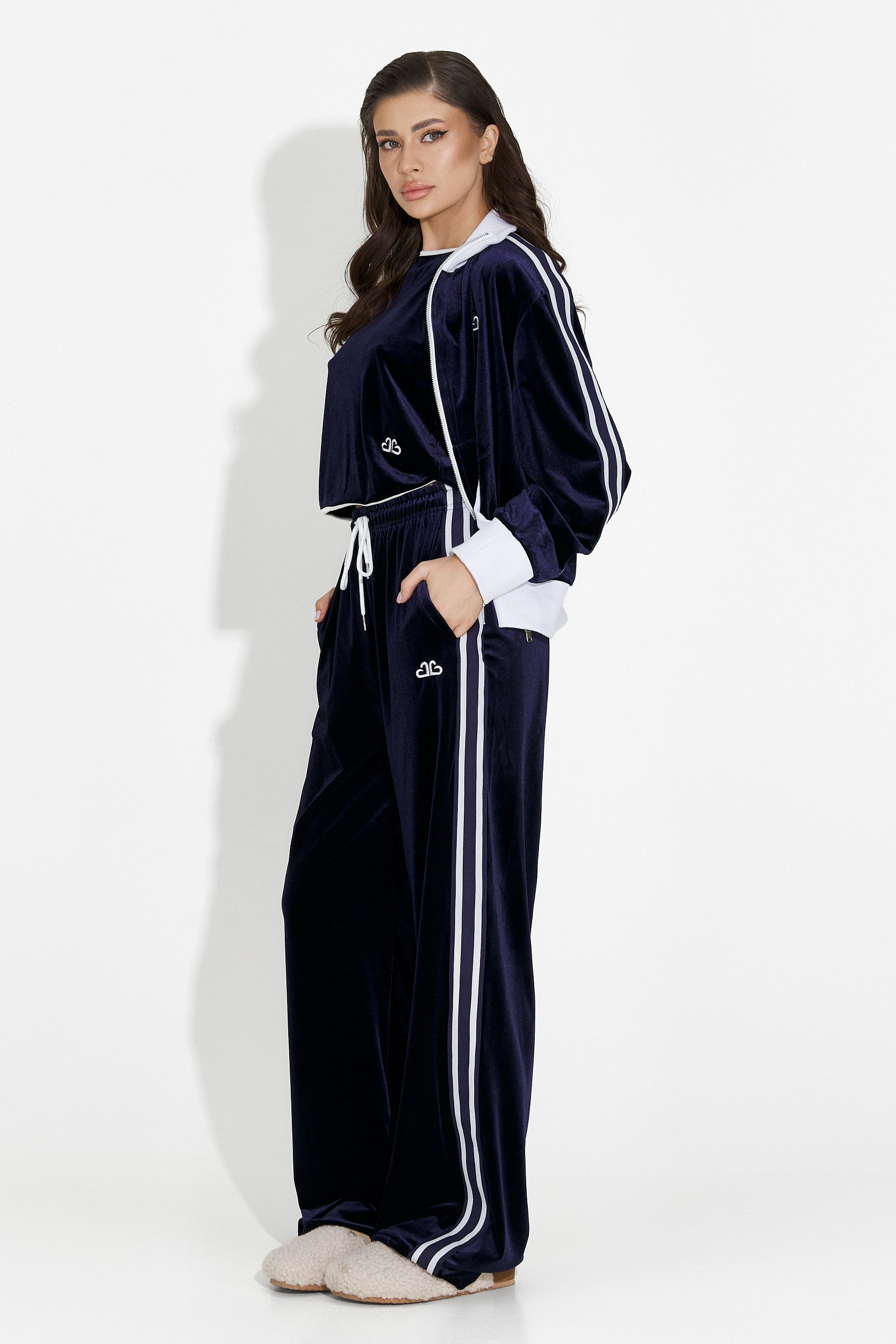 Тренировъчен дамски ежедневен комплект в тъмносиньо от Chanela