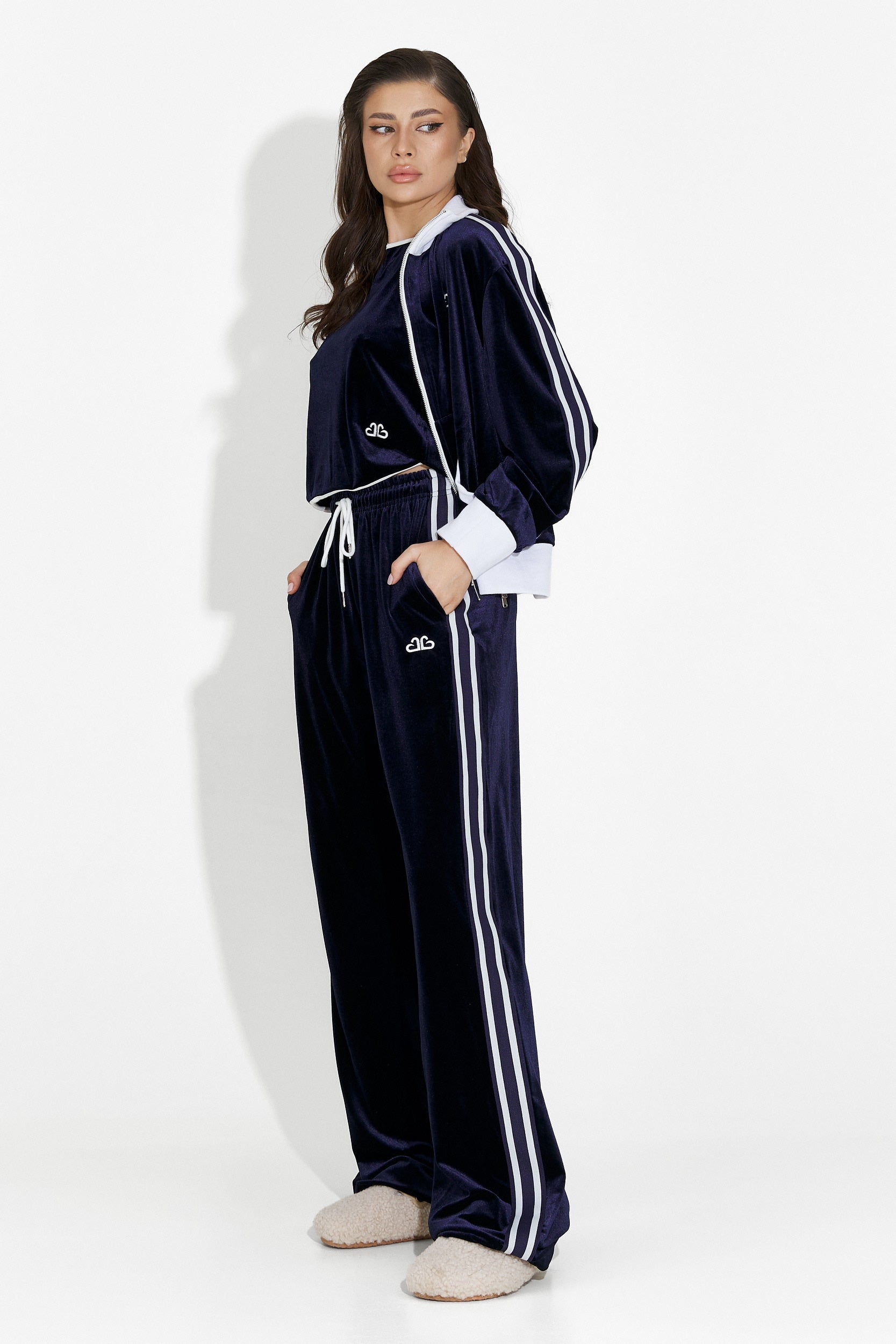 Тренировъчен дамски ежедневен комплект в тъмносиньо от Chanela