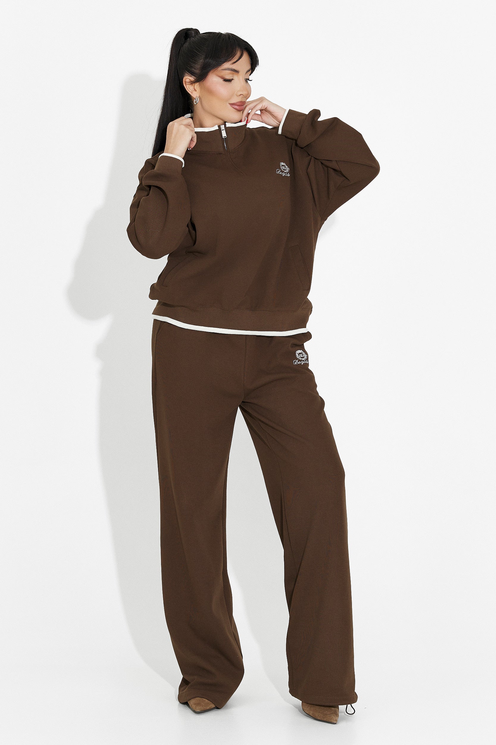 Дамски ежедневен комплект в кафяво Vilma Bogas