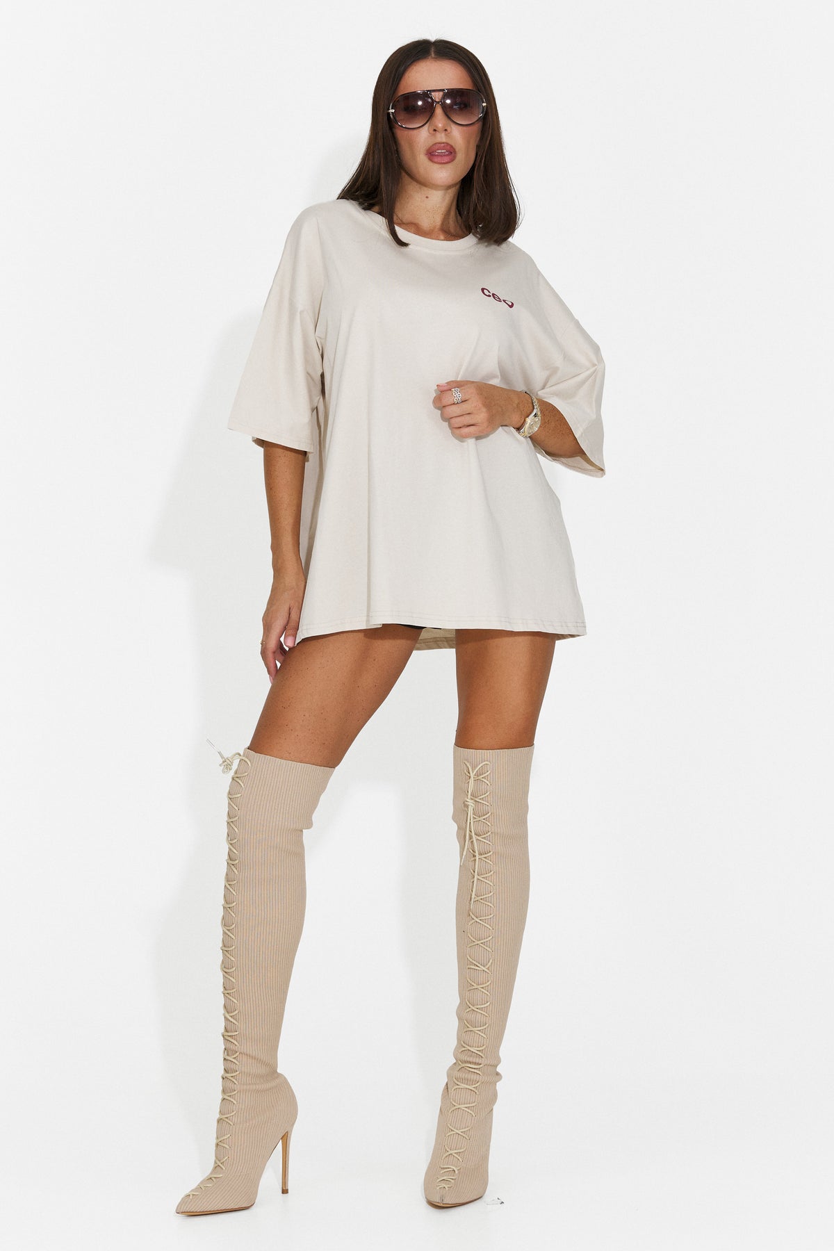 Tricou casual crem Vonenouna Bogas