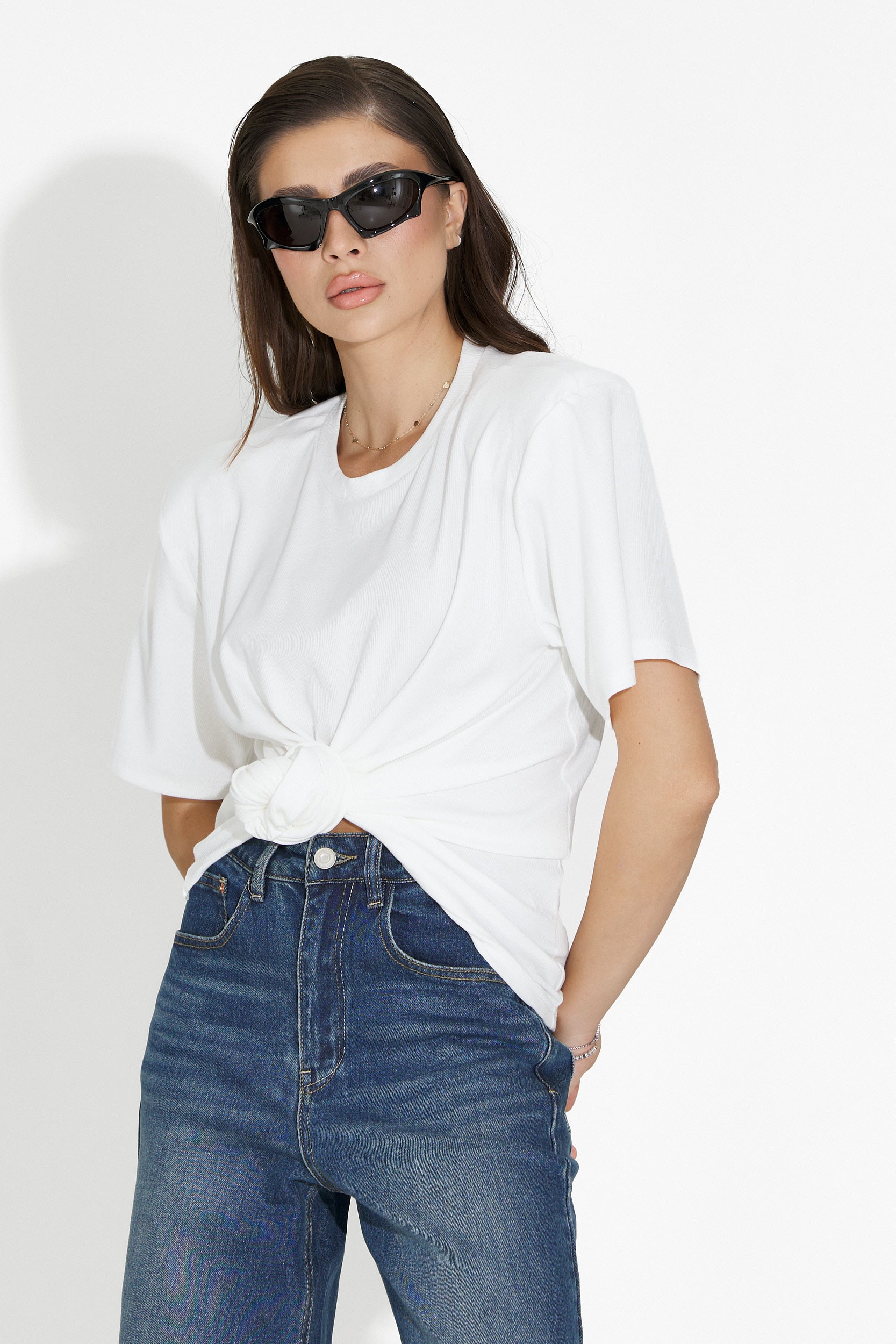 Бяла дамска ежедневна блуза Norelia Bogas