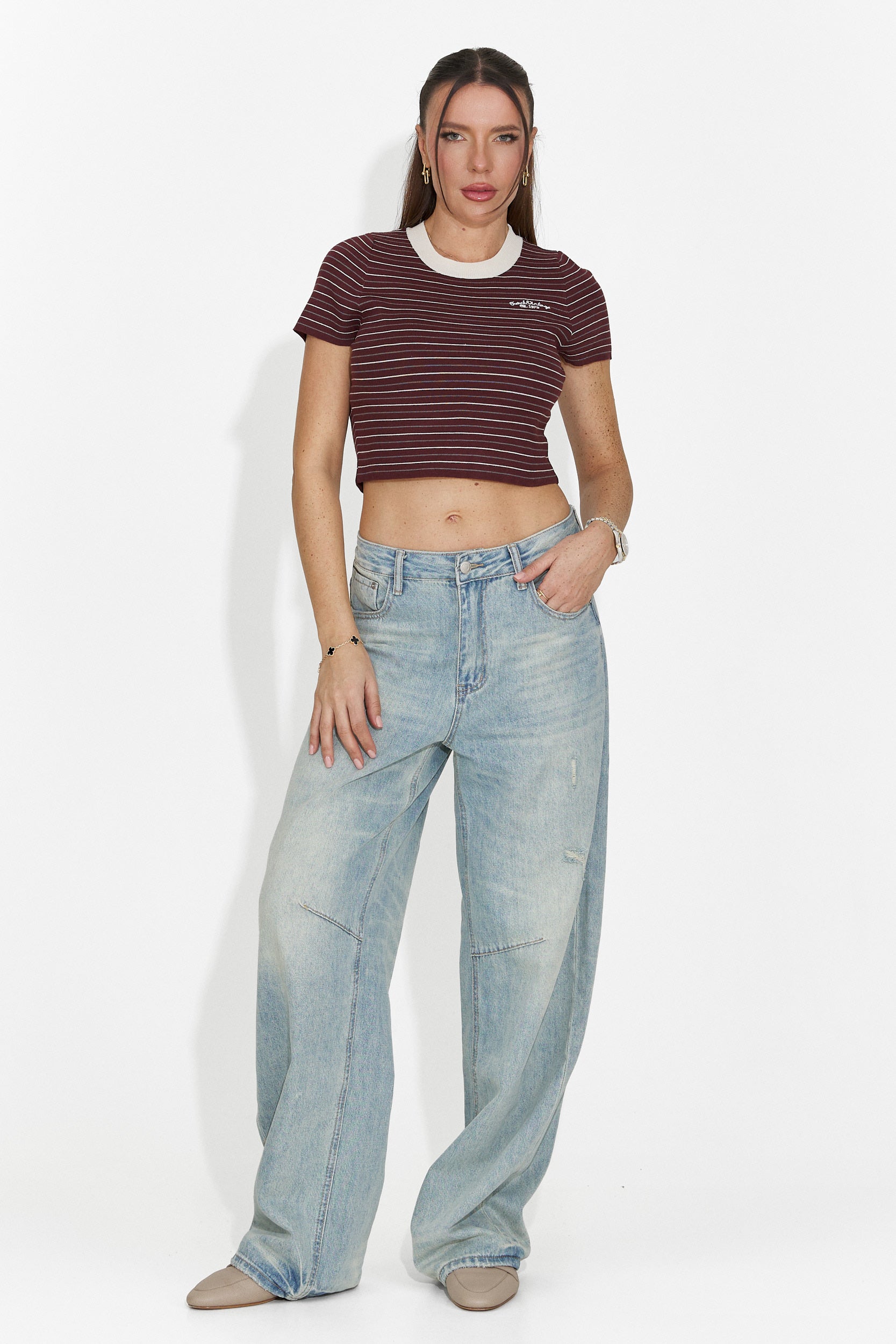 Дамска ежедневна блуза бордо Hainie Bogas