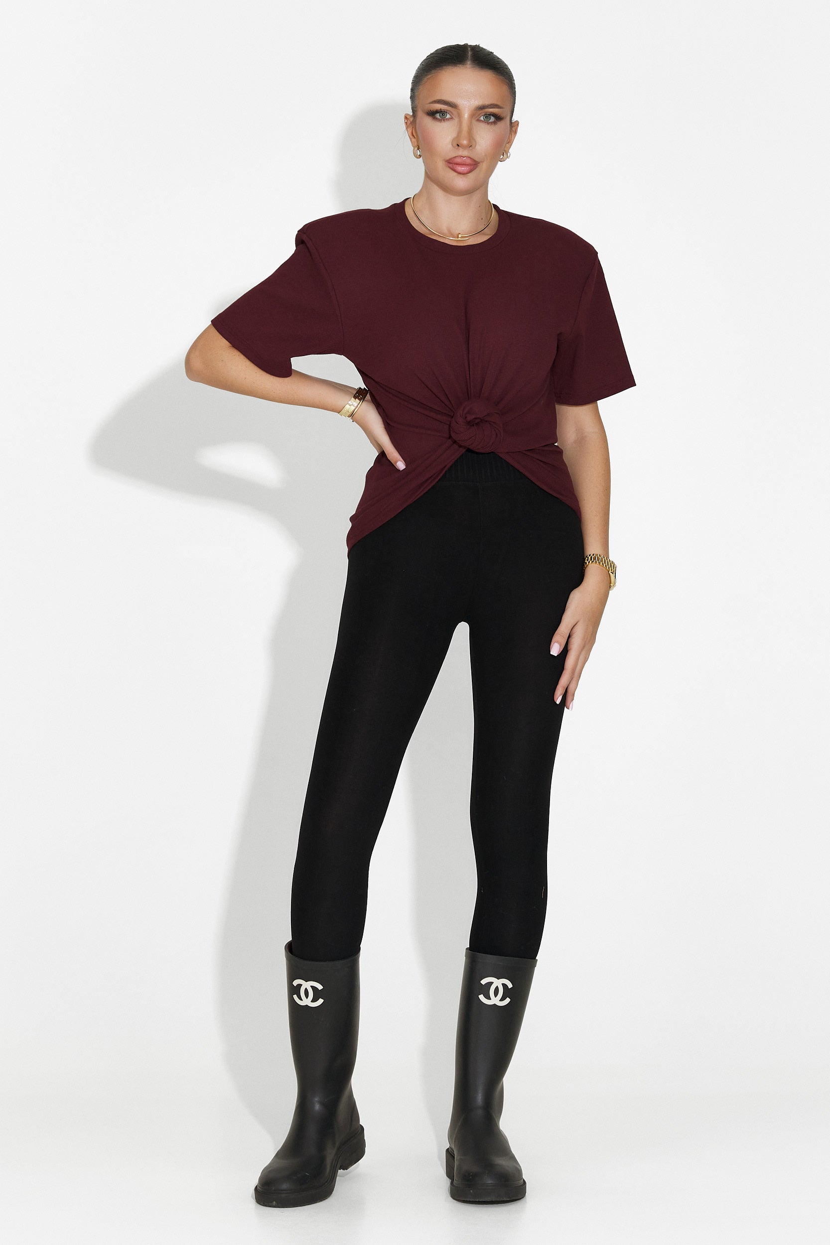 Дамска кежуал тениска в бордо Norelia Bogas