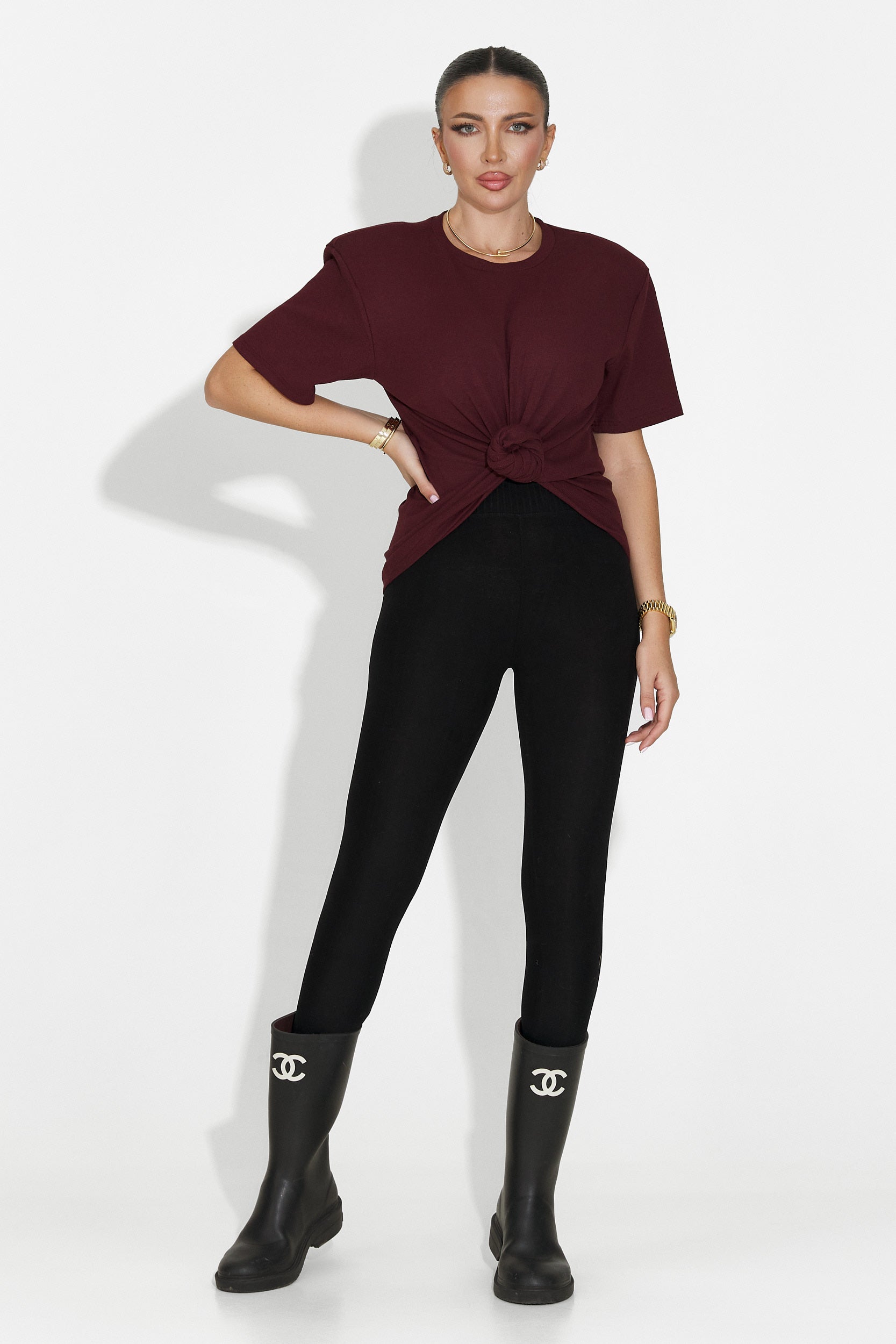 Дамска кежуал тениска в бордо Norelia Bogas