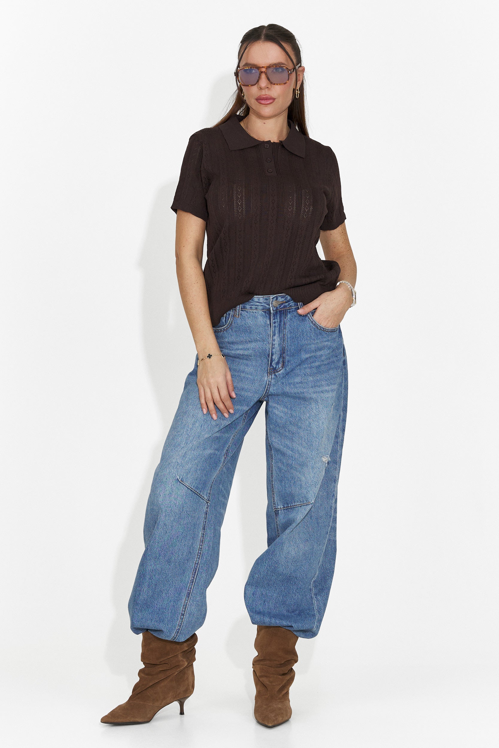 Дамска ежедневна кафява тениска Nerida Bogas