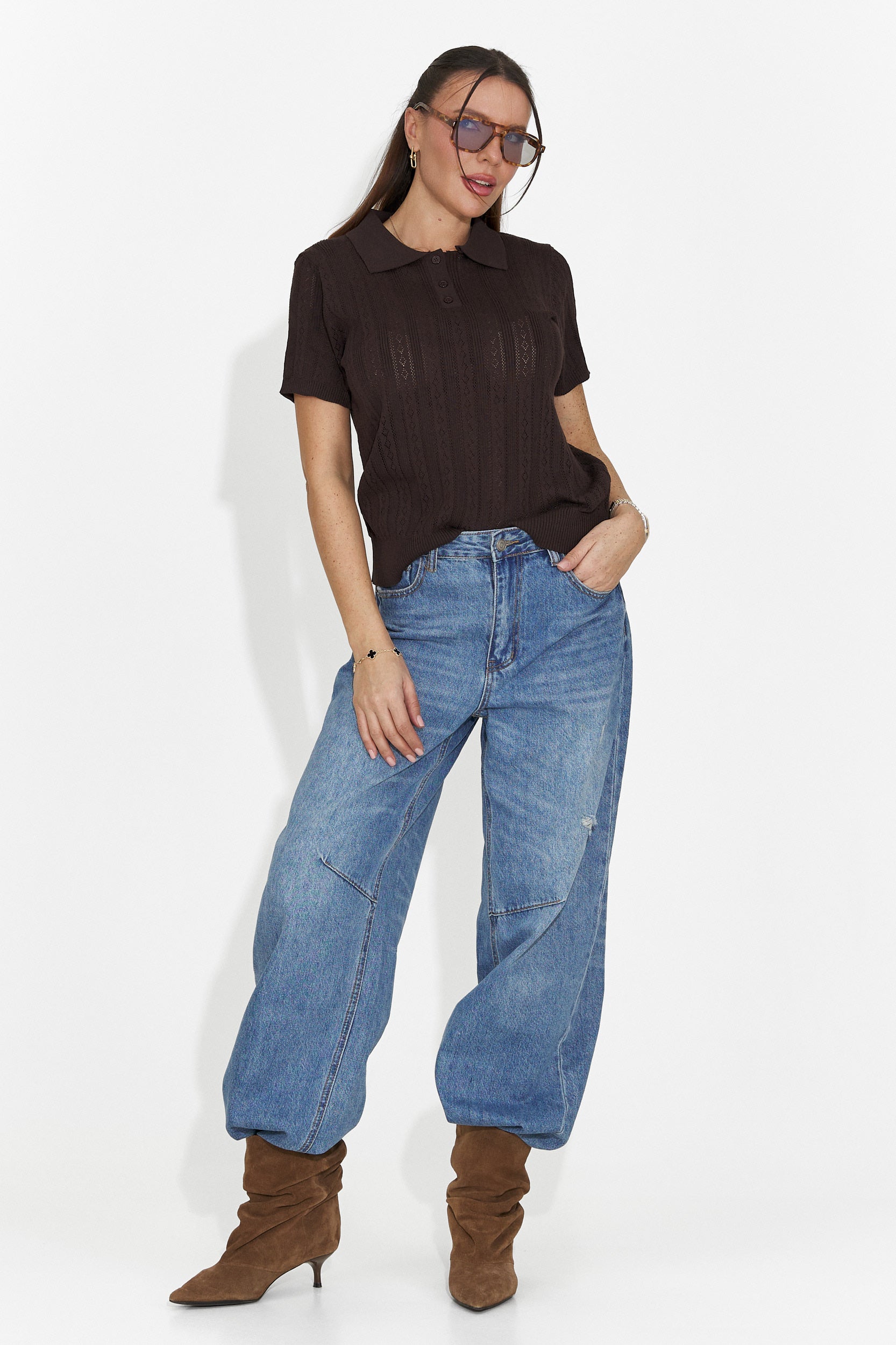 Дамска ежедневна кафява тениска Nerida Bogas