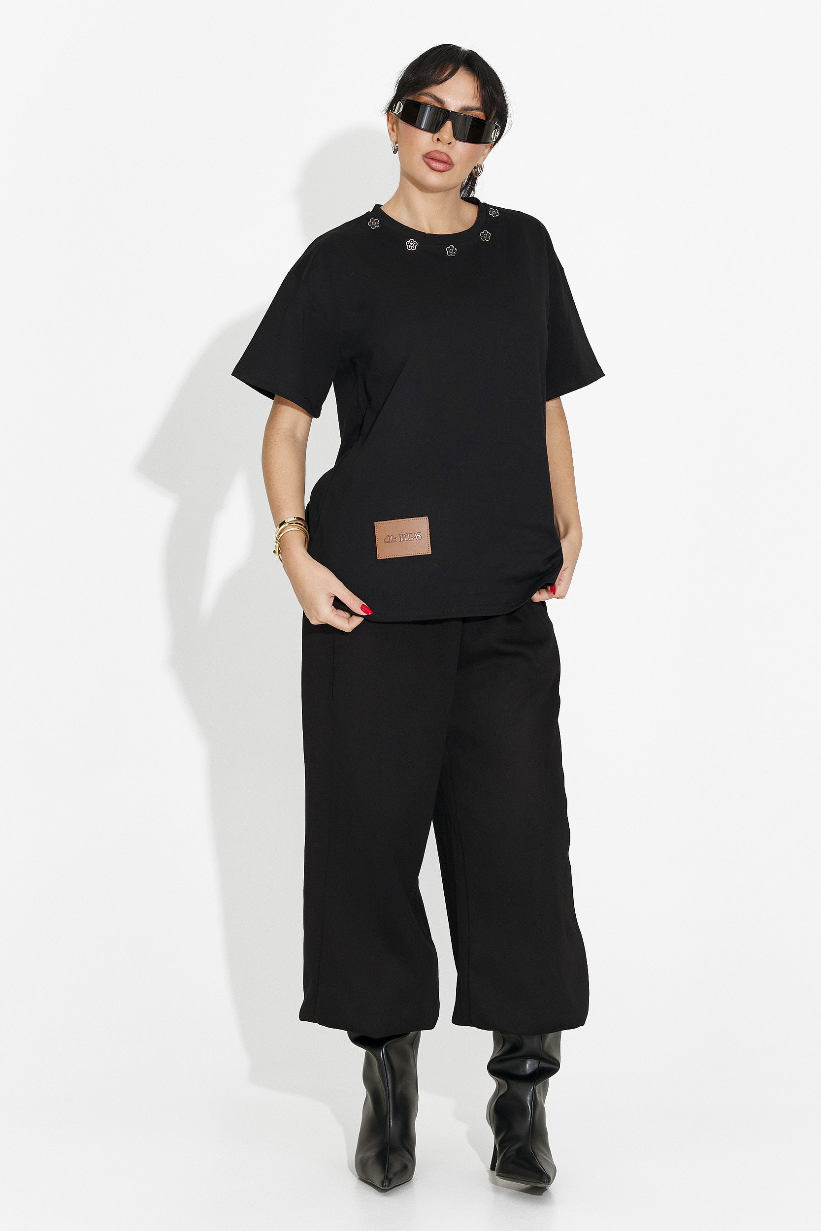 Дамска ежедневна черна тениска Arilea Bogas