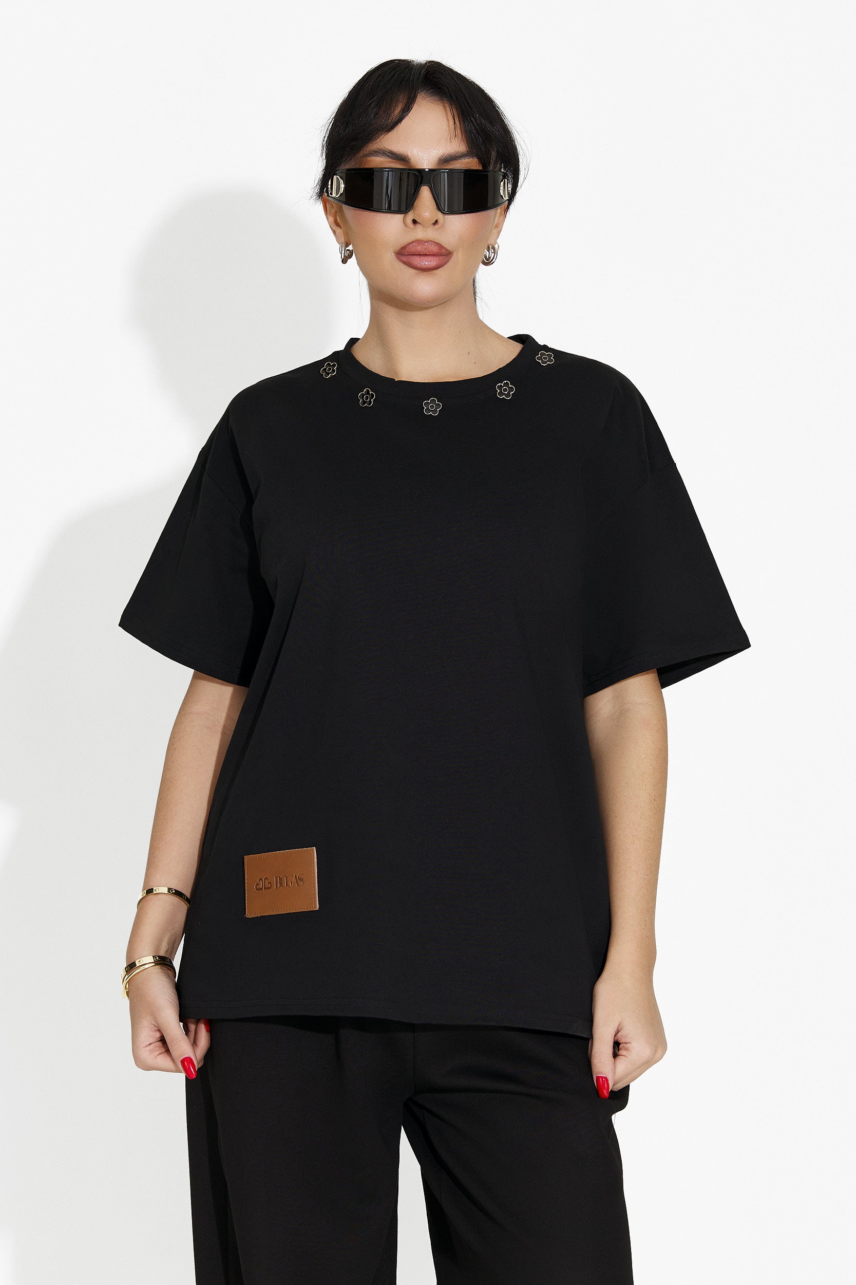 Дамска ежедневна черна тениска Arilea Bogas