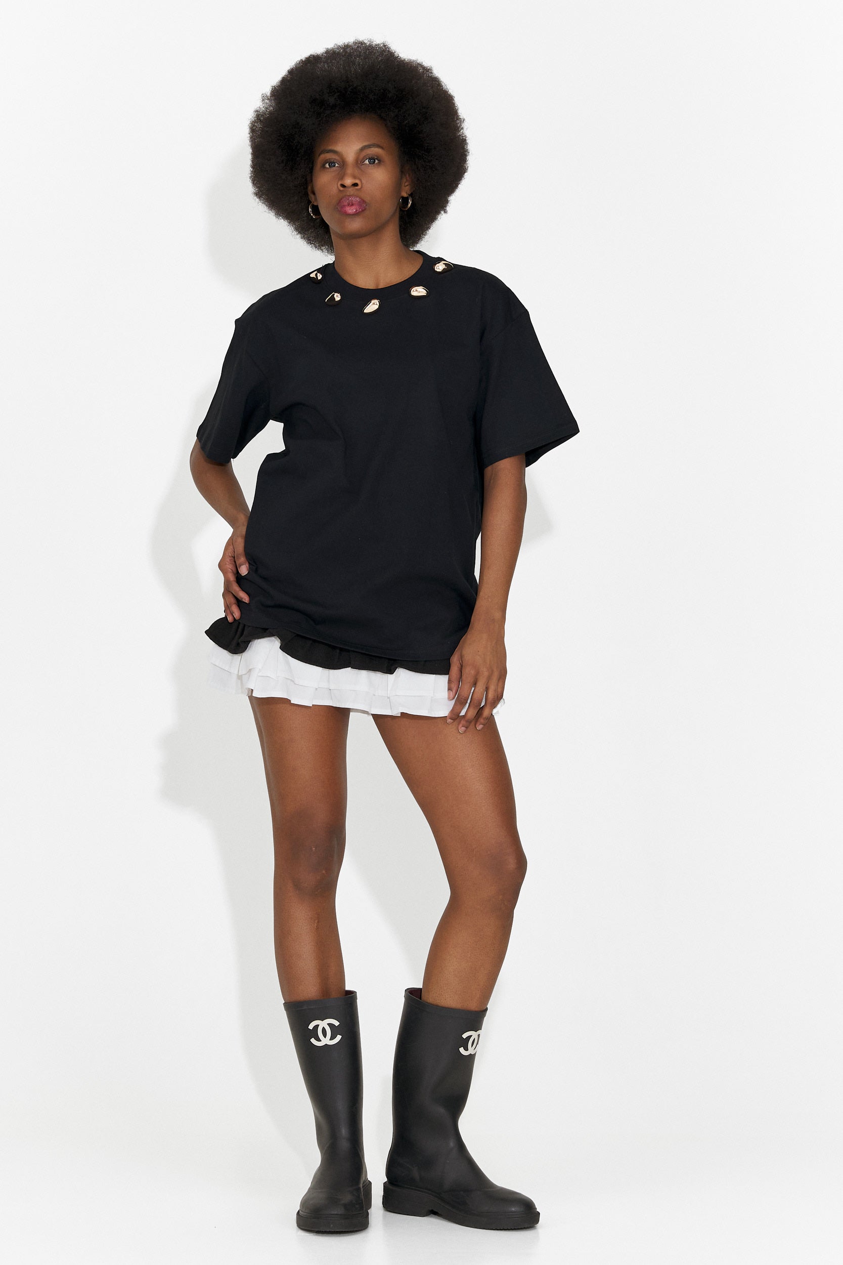 Дамска ежедневна черна тениска Cristelia Bogas