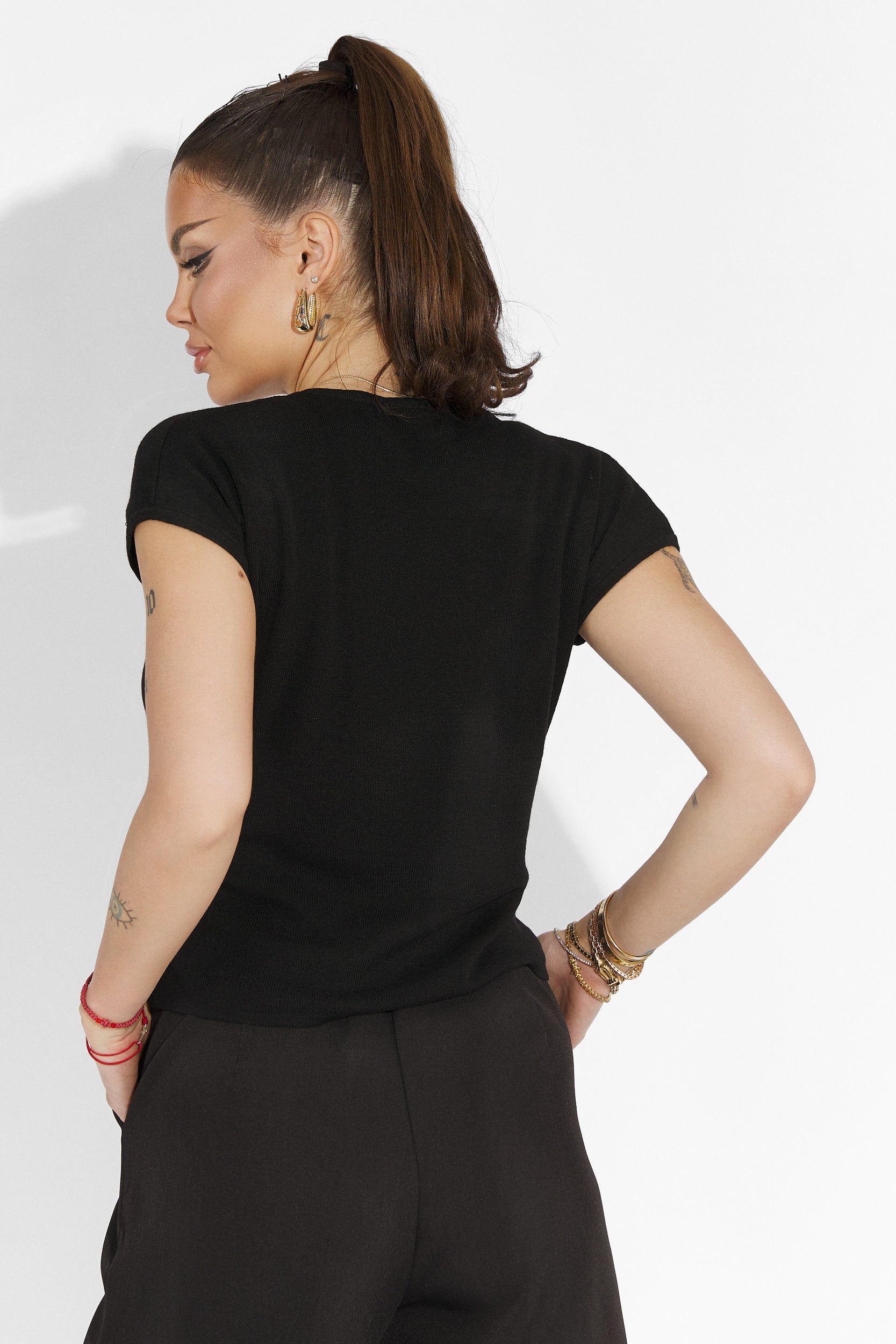 Дамска casual черна тениска Denisha Bogas