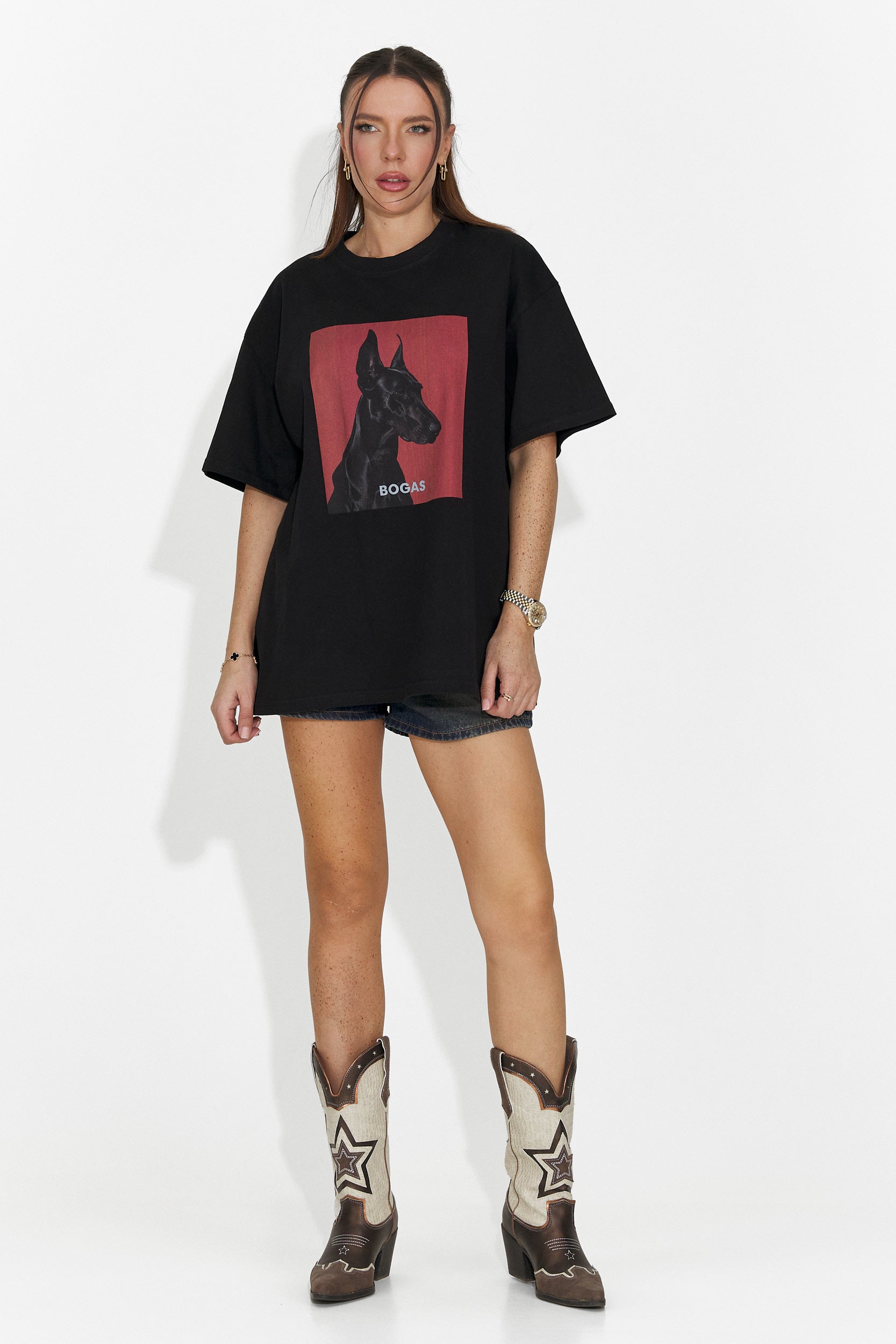 Дамска ежедневна черна тениска Solenia Bogas