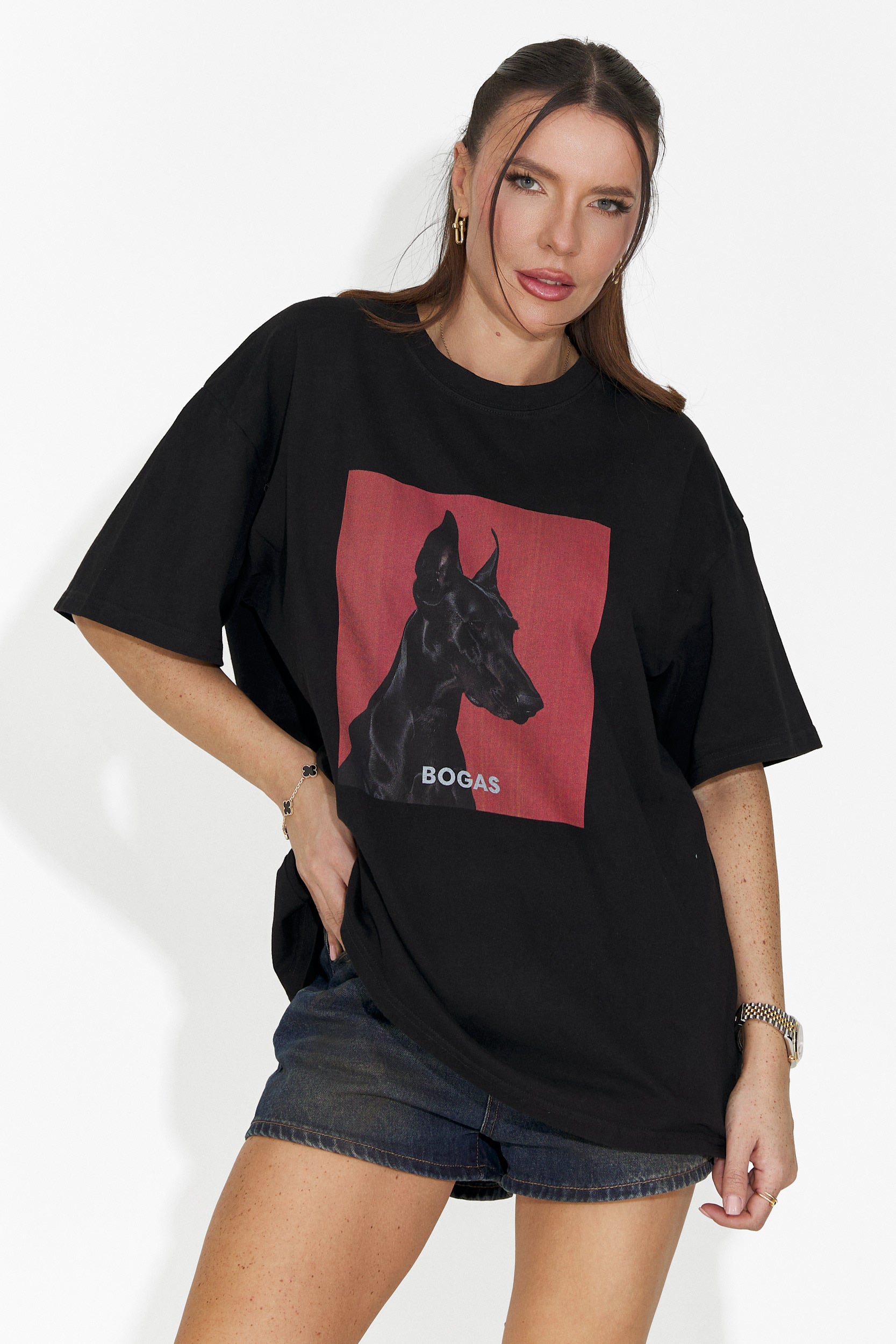 Дамска ежедневна черна тениска Solenia Bogas